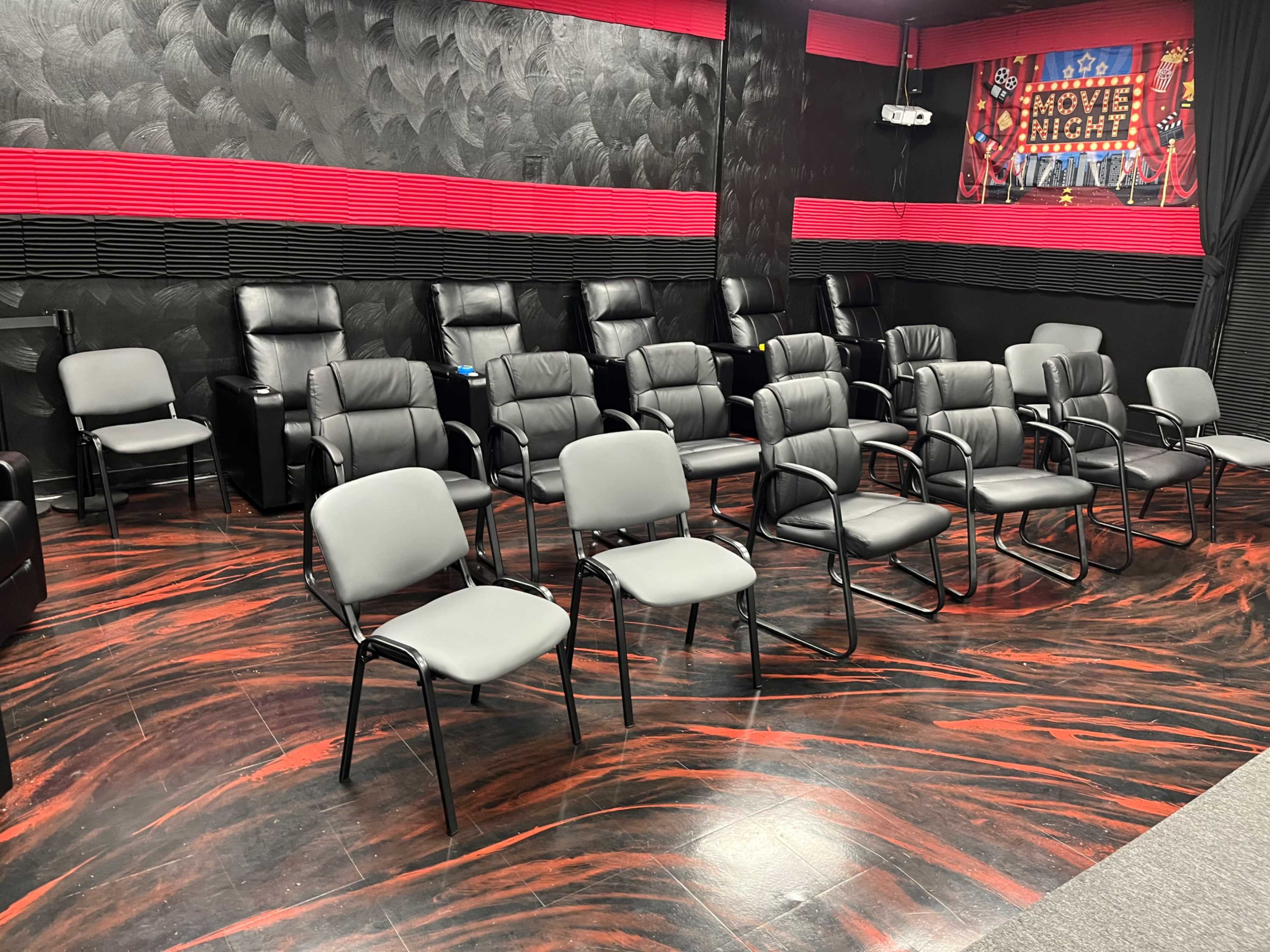 Universal rental space located just 5 to 15 minutes from five of the Seven cities depending on your direction. With this unique media room setup, the sky is the limit. Use your creativity to decorate how you want for any occasion. Image in Indian River, Chesapeake, VA