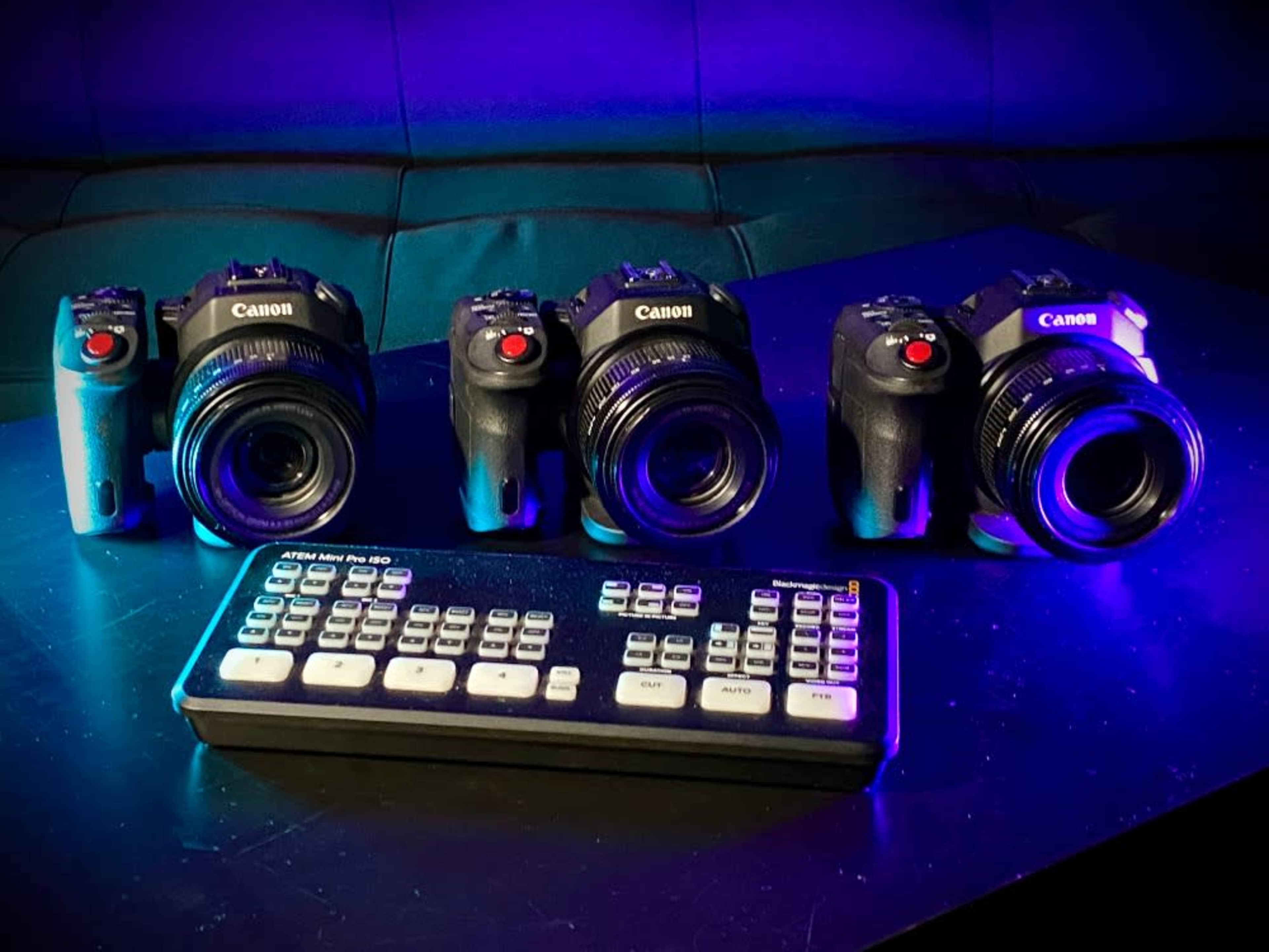 3 Camera Video + Live Switch (3 cameras, switcher,