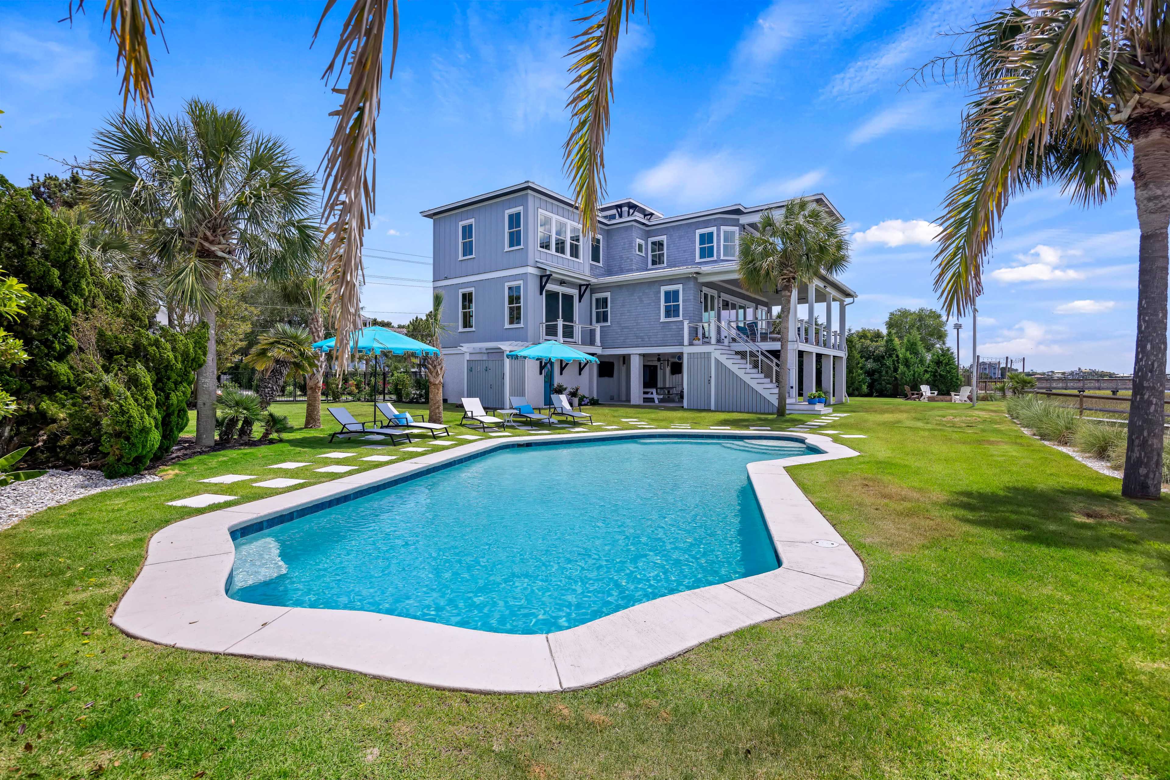 Isle of Palms gorgeous sunsets from backyard, pool area, patio and dock Image in Isle of Palms, Isle of Palms, SC