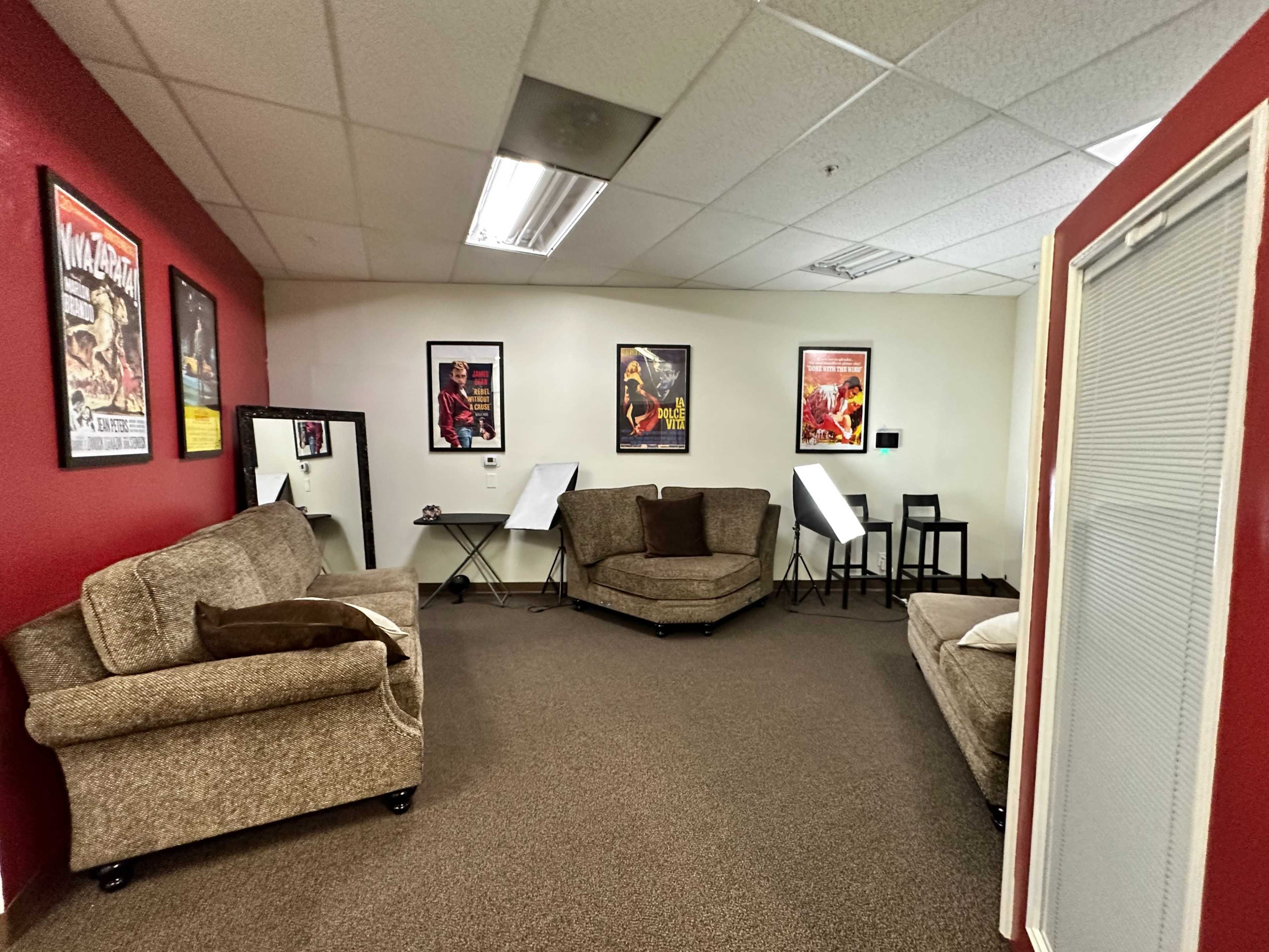 Inspirational Acting Studio with VO Booth, Risers, Projector, Lounge and Office Space in Downtown Costa Mesa Image in Costa Mesa, Costa Mesa, CA
