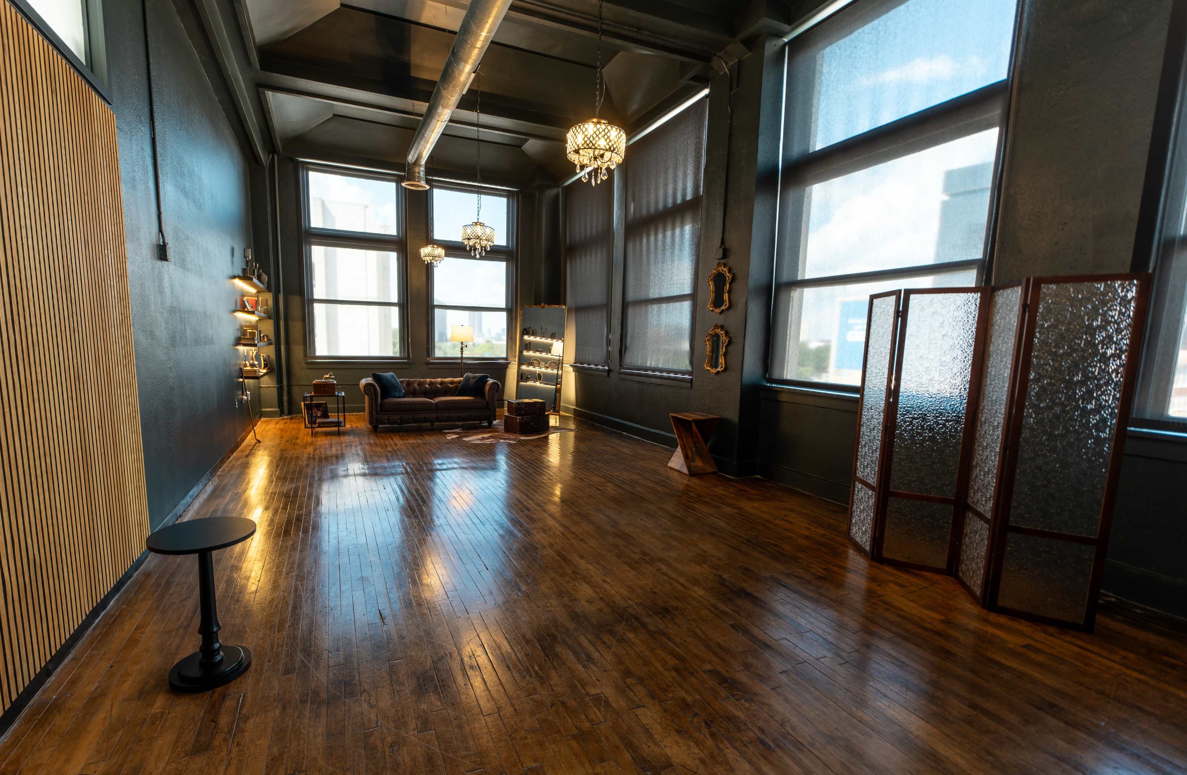 Dark and Moody Natural Light Studio Image in Dallas Downtown Historic District, Dallas, TX