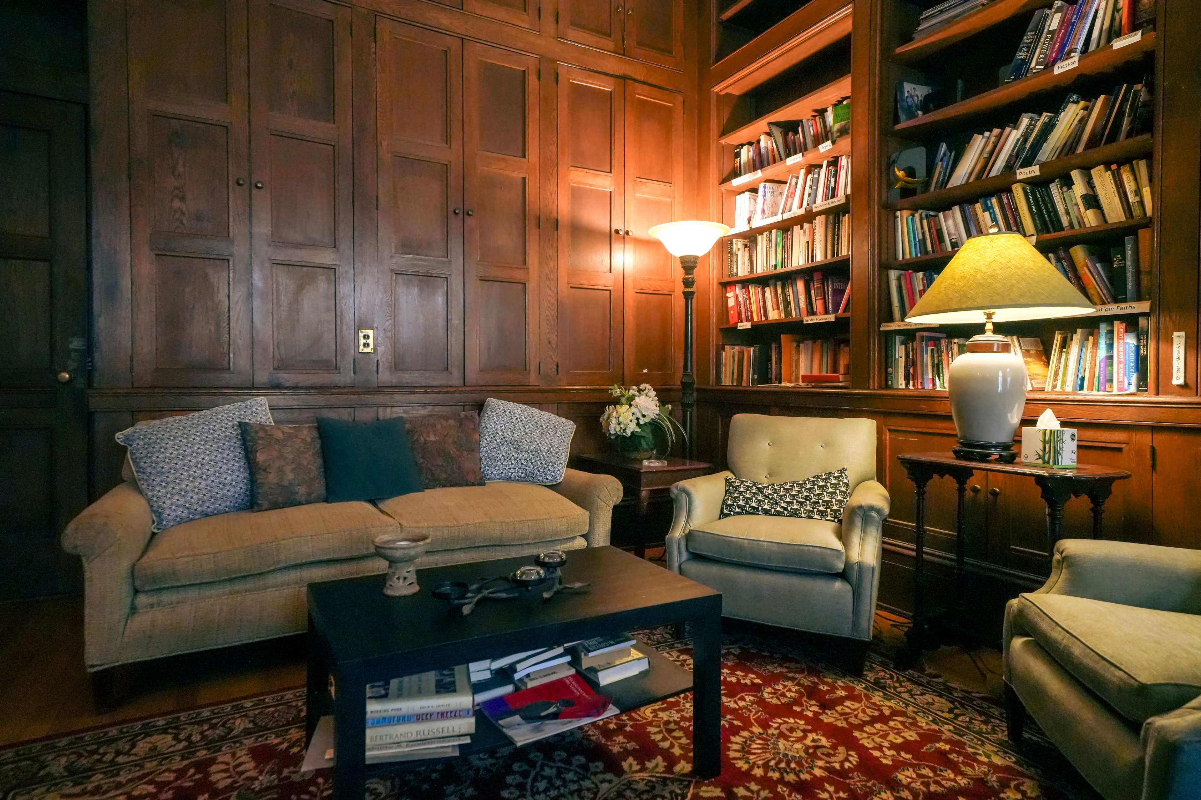 Vintage Scholarly Library with Wooden Bookshelves and Classic Study Rooms Image in Brooklyn Heights, Brooklyn, NY