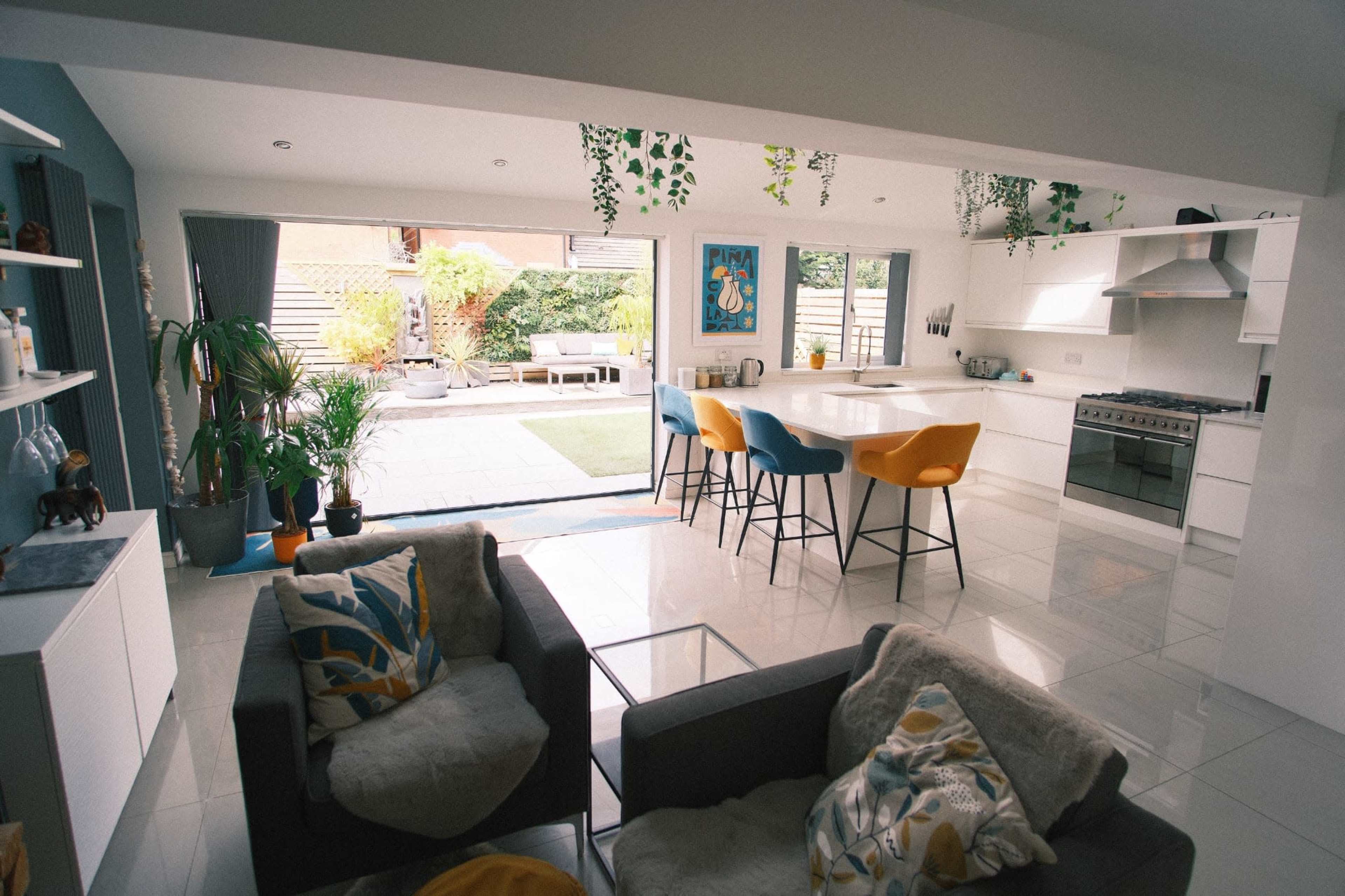Modern and fun kitchen with open plan living space leading to a modern back garden Image in Euxton, Euxton, Chorley, ENG