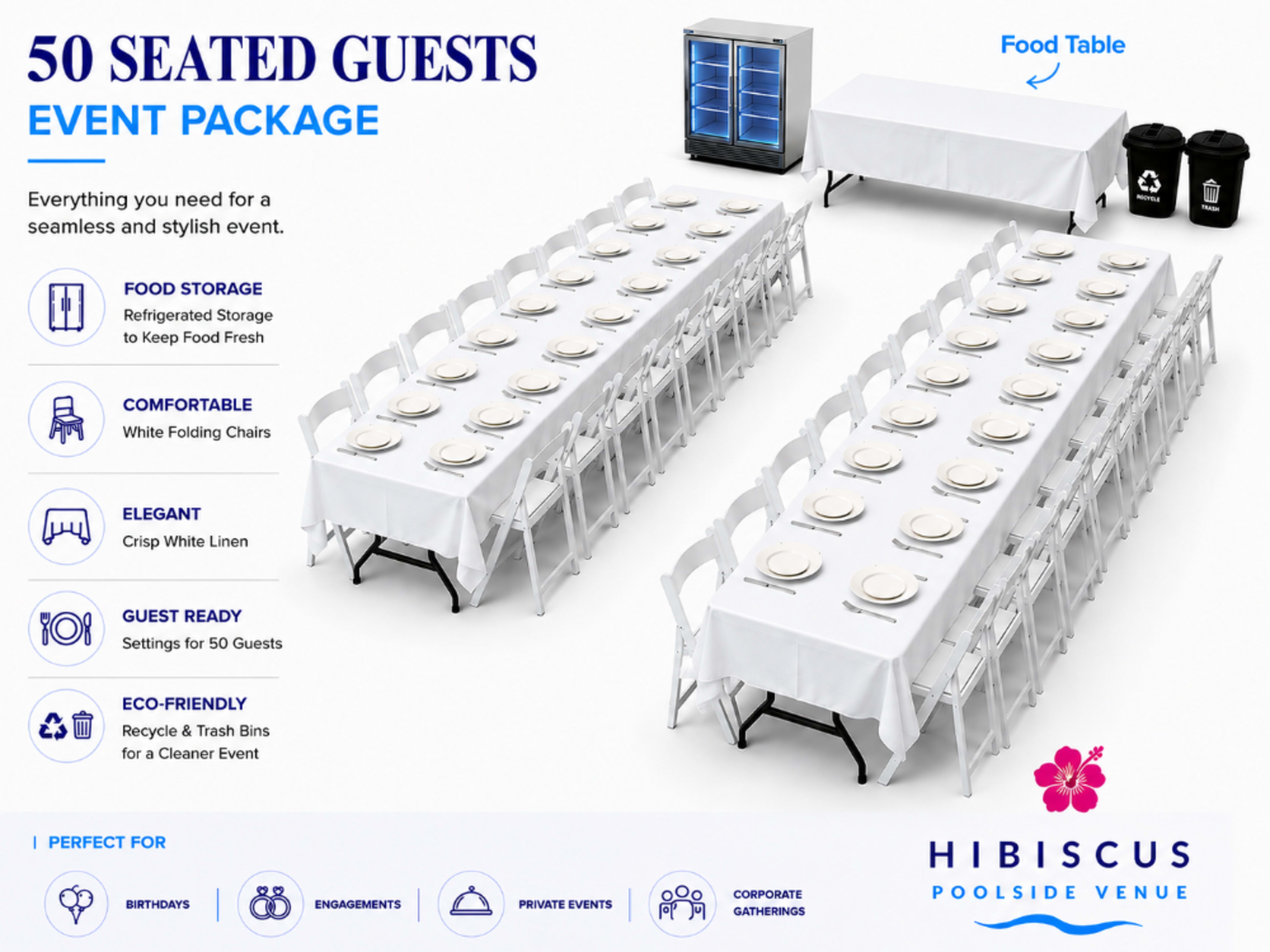 50 Guests Seated Event Package 