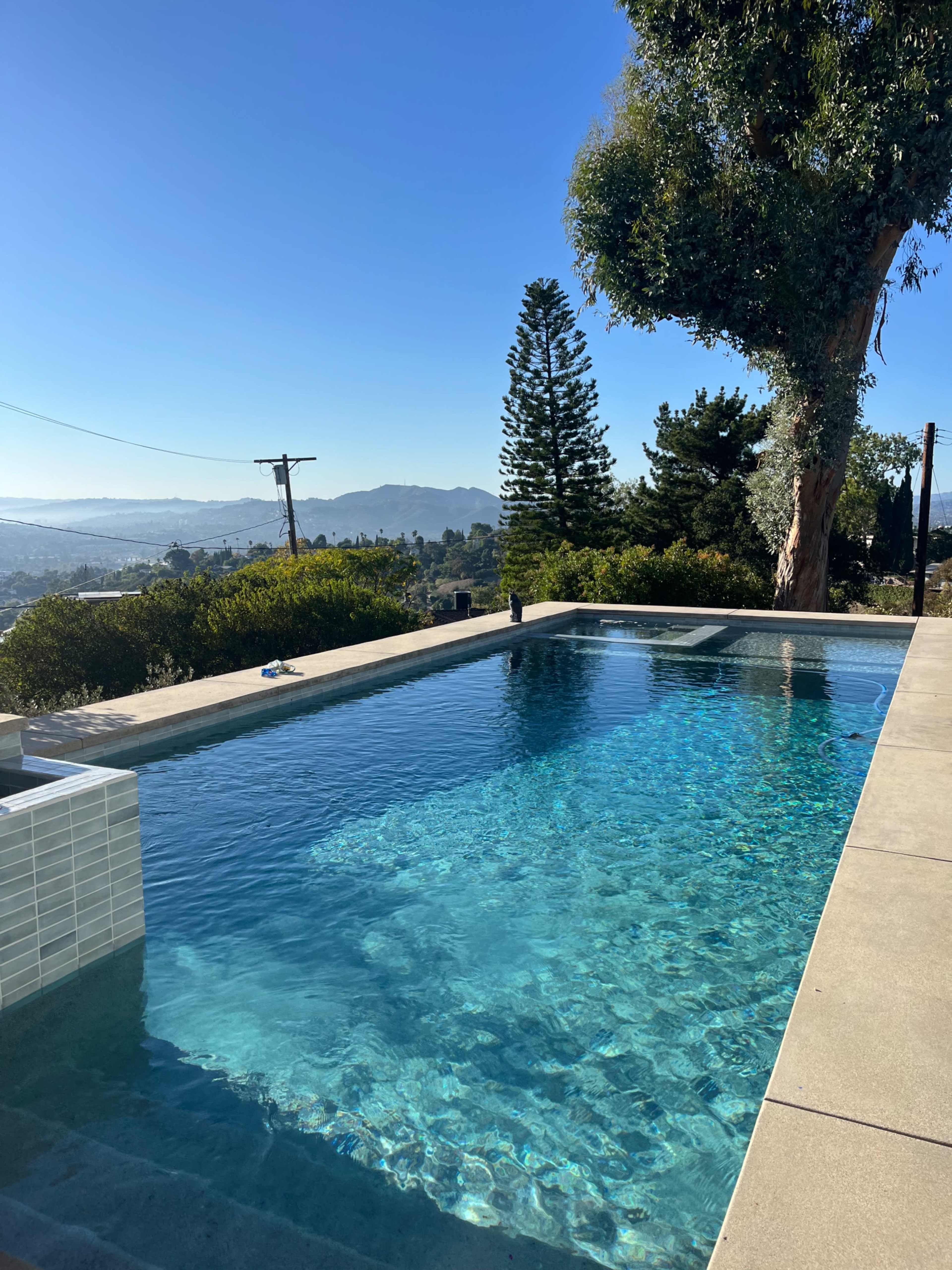 Hillside pool and pool house with Sparkling LA views Image in Northeast Los Angeles, Los Angeles, AS