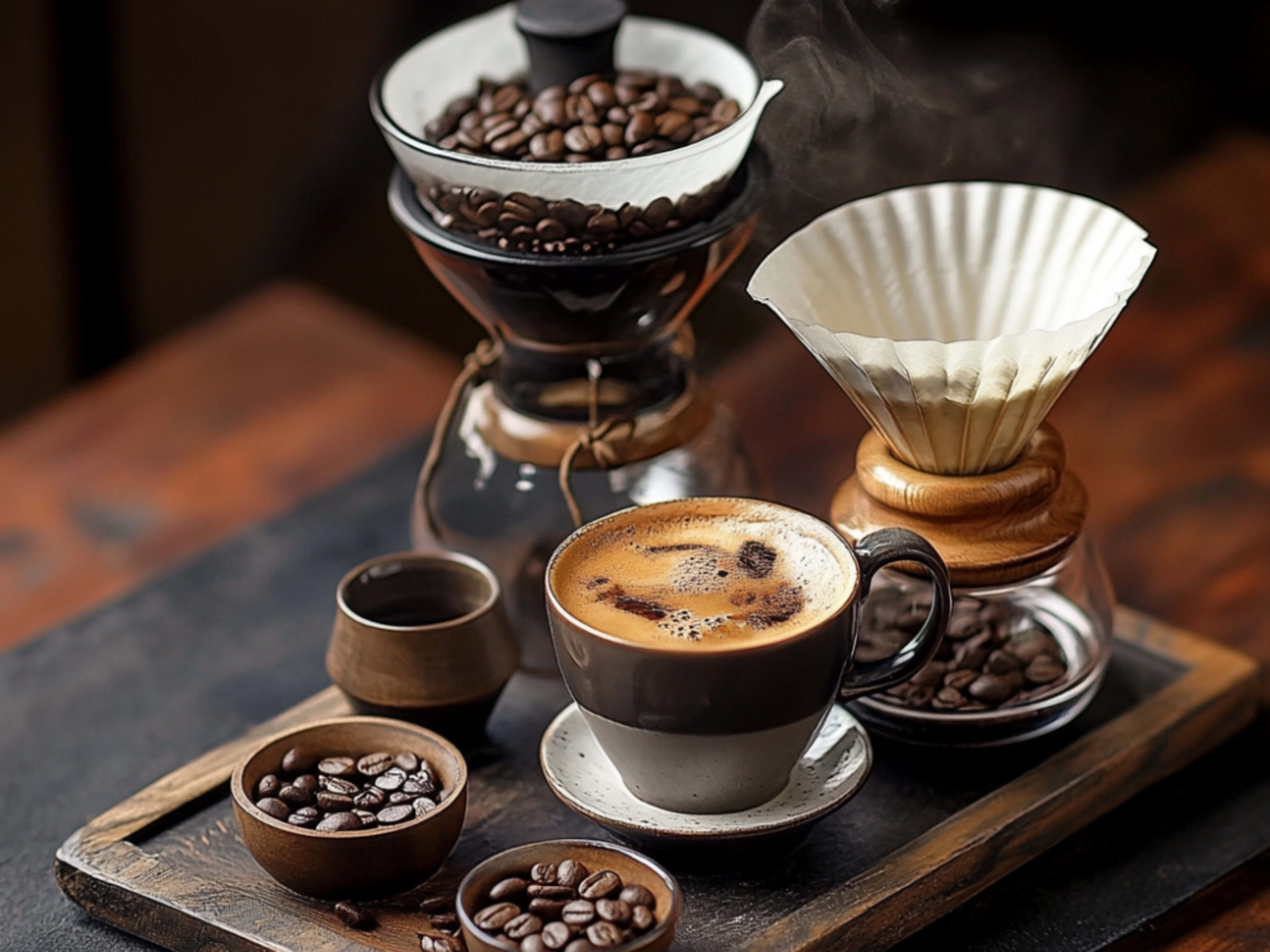 Coffee Setup (Local Beans, Cups, Creamer)