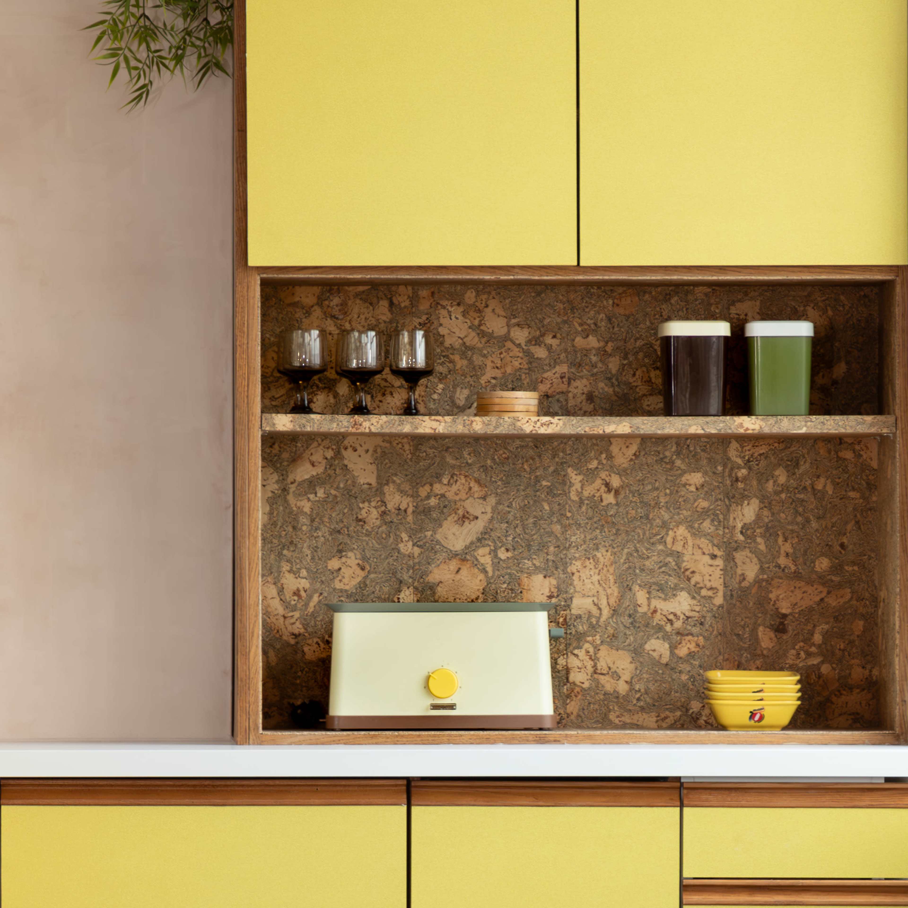 Modern retro daylight kitchen studio, yellow kitchen Image in Leicester, Leicester, ENG