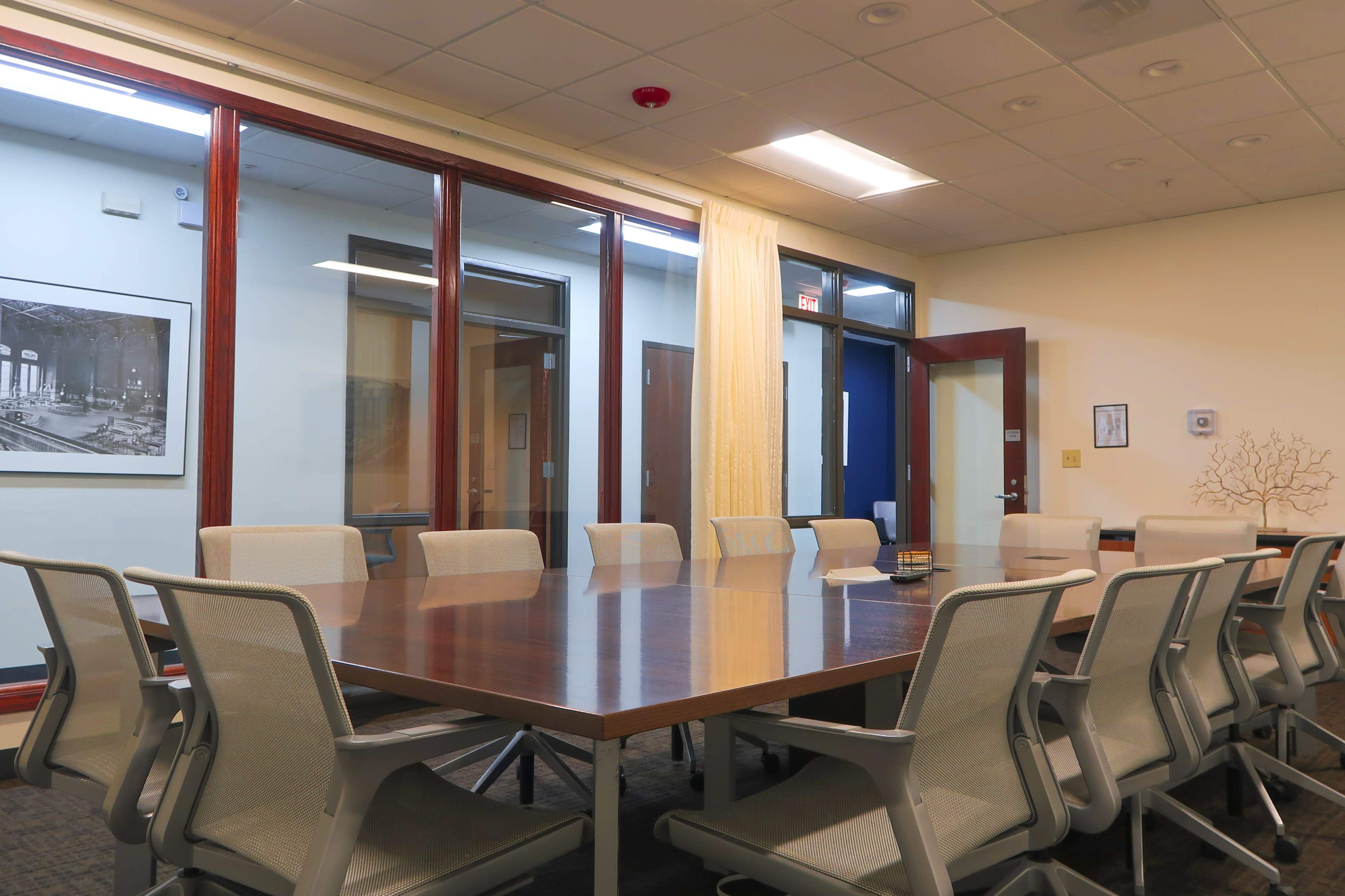 Professional 14-person Meeting Room with 100 inch TV Image in Jefferson Park, Chicago, IL