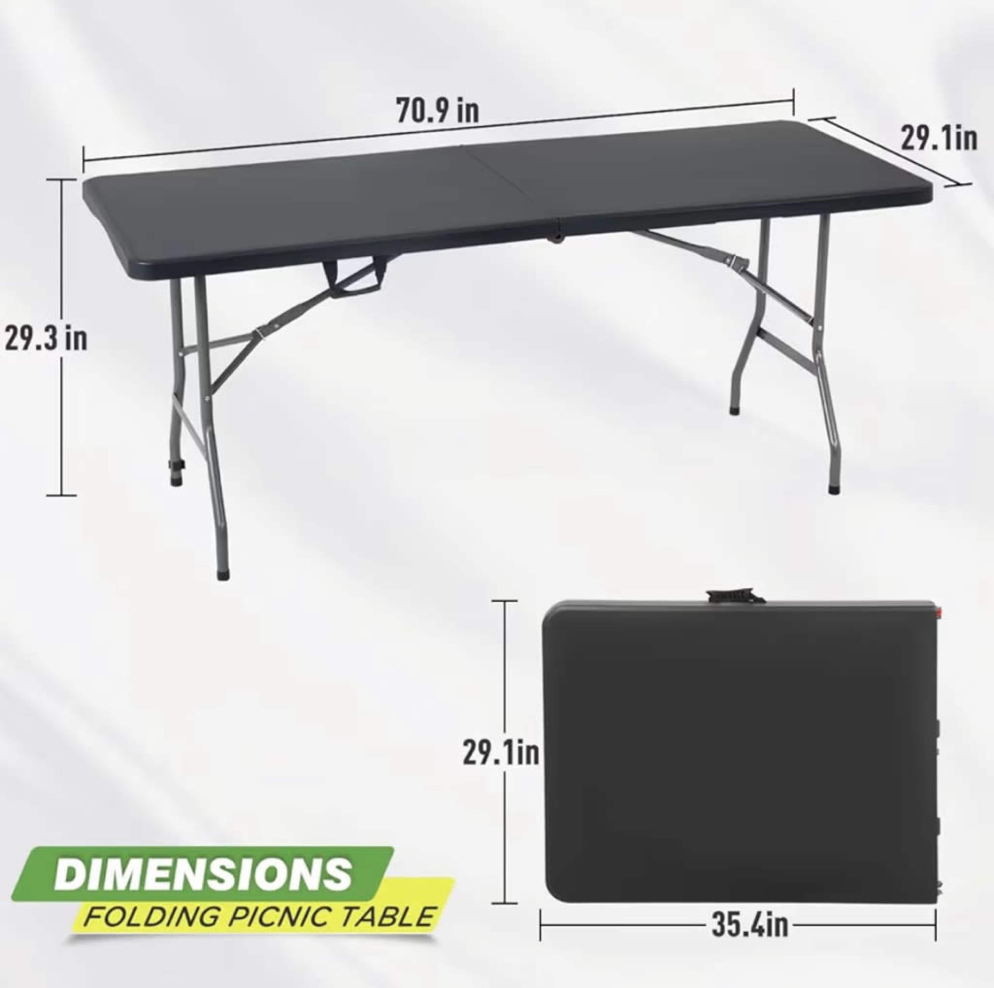 6” Long table - black 