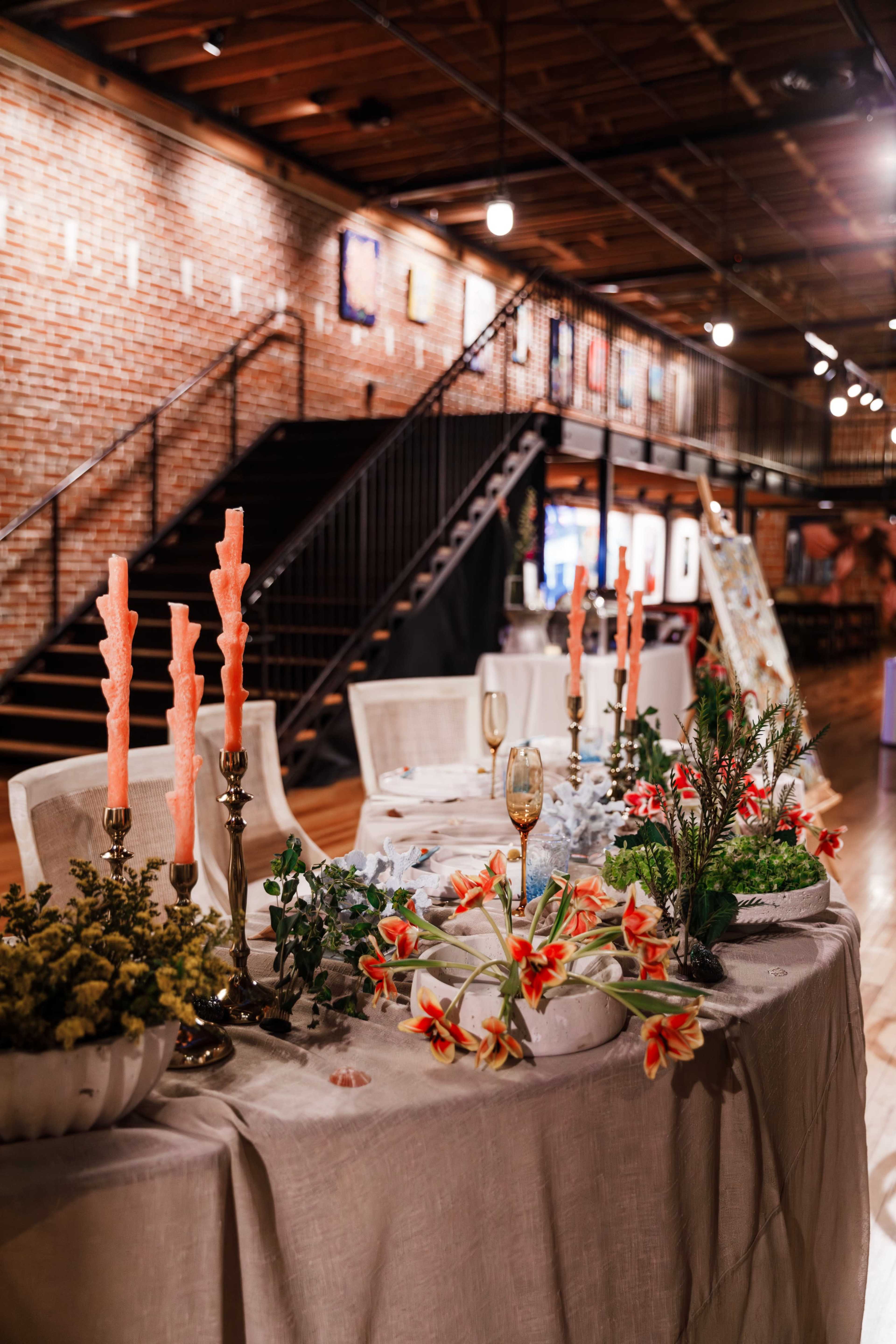 Small Micro Wedding Venue with 1920s Theme with Brick in Urban Gaslamp Art Gallery Image in Asian Pacific Thematic Historic District, San Diego, CA