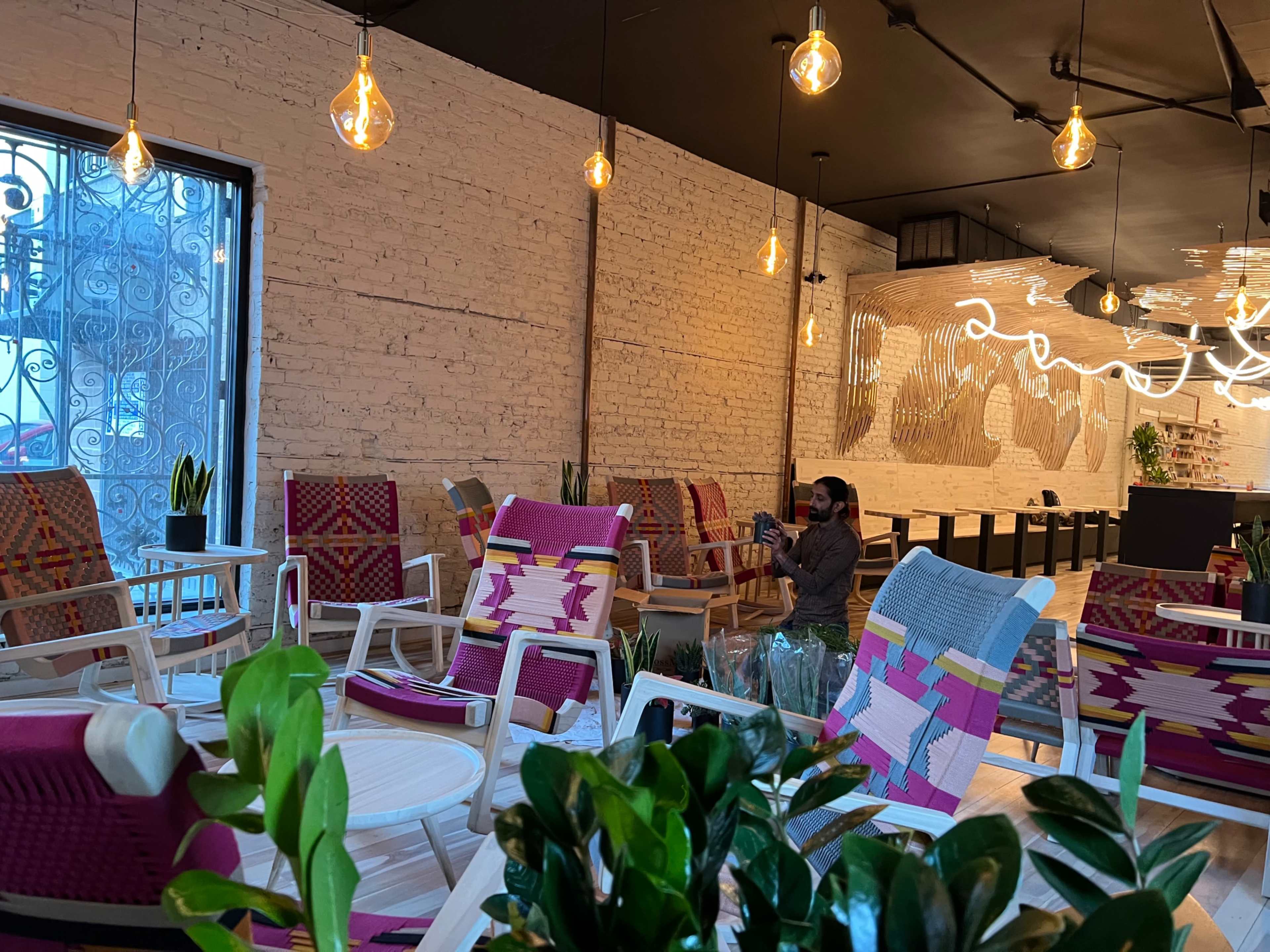 Wicker Park Cafe with Golden Interior Image in West Town, Chicago, IL