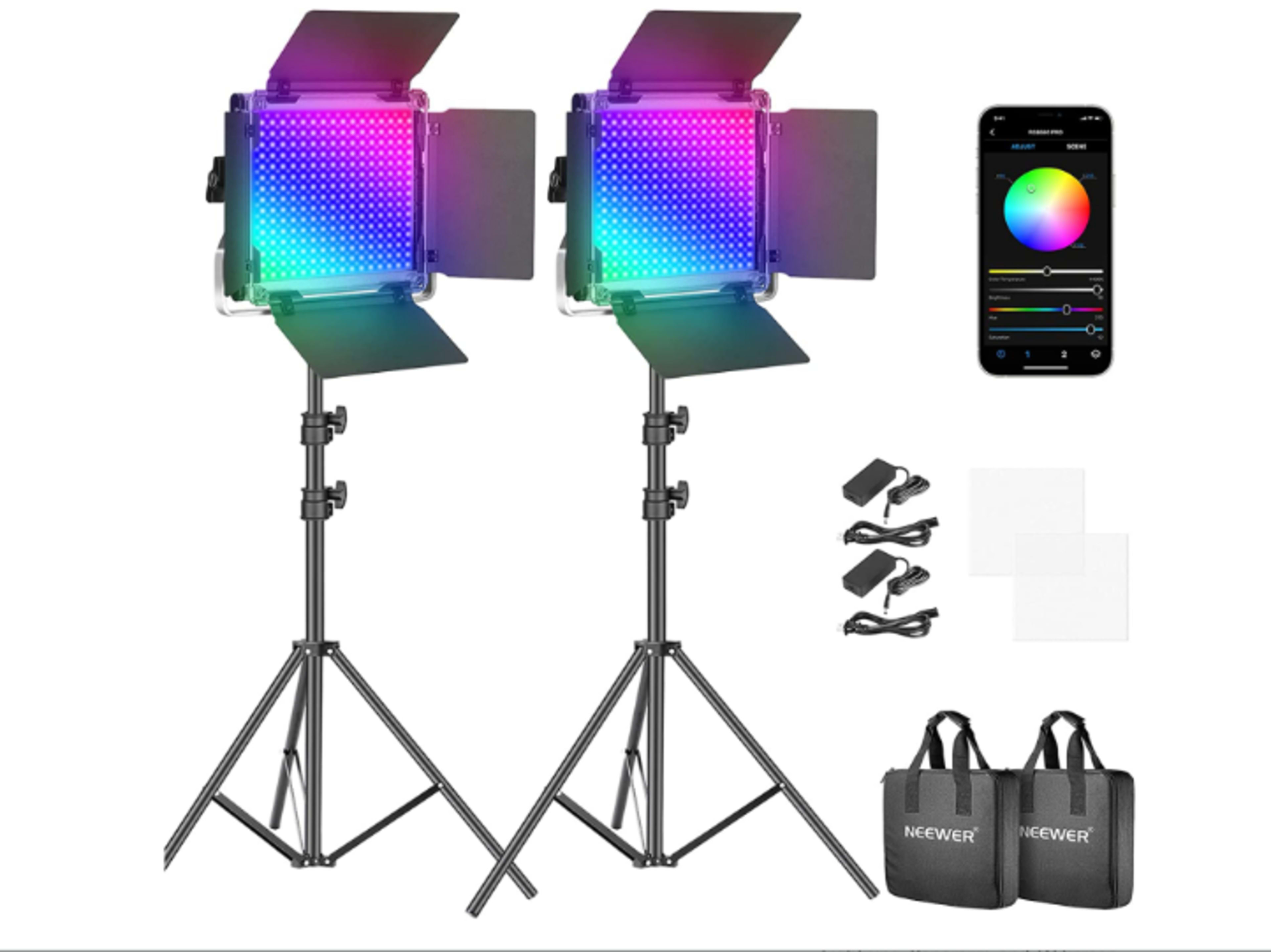Neewer 2 Packs 660 PRO RGB LED Video Light 