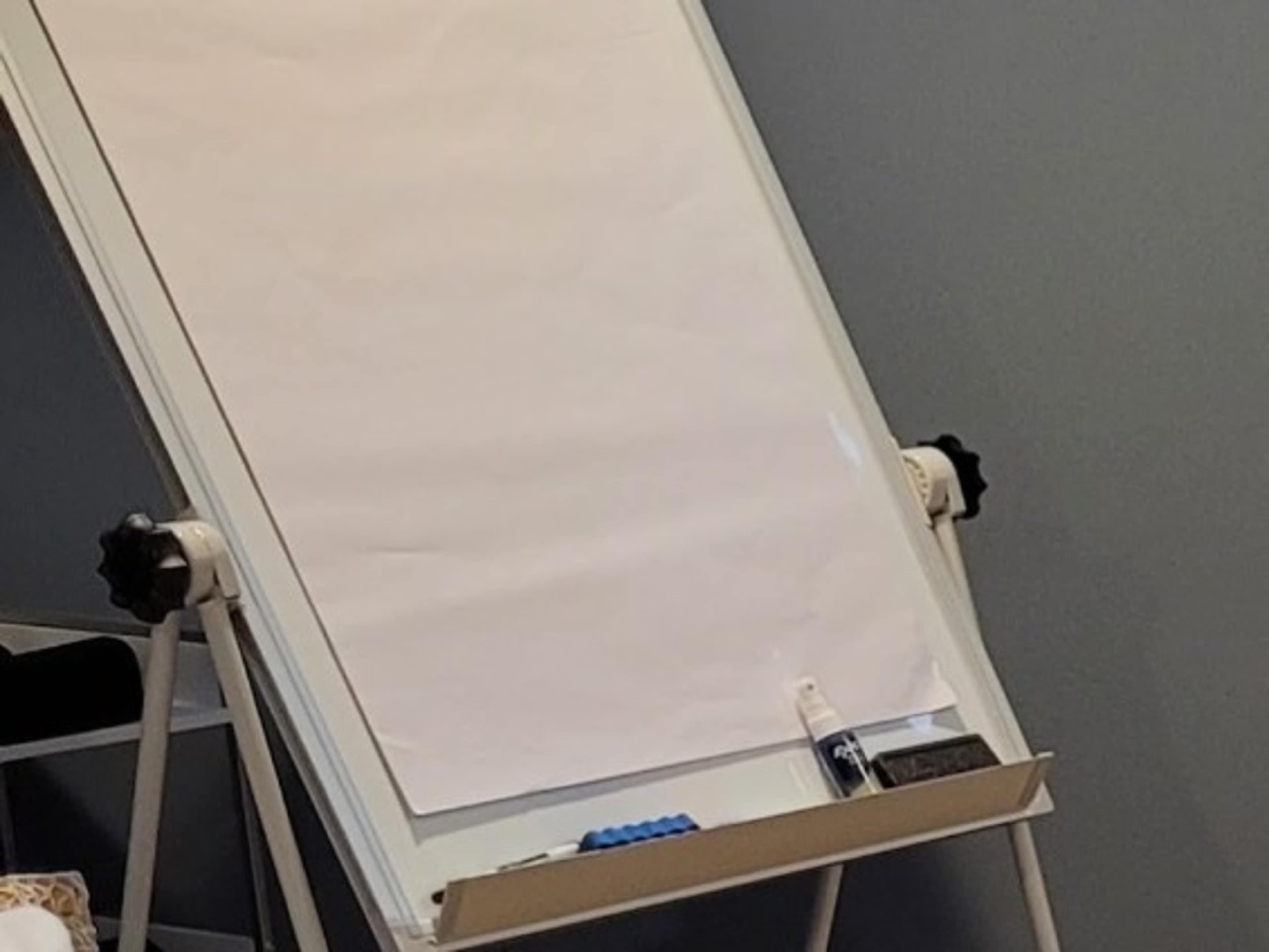 White erase board with large post it inserts