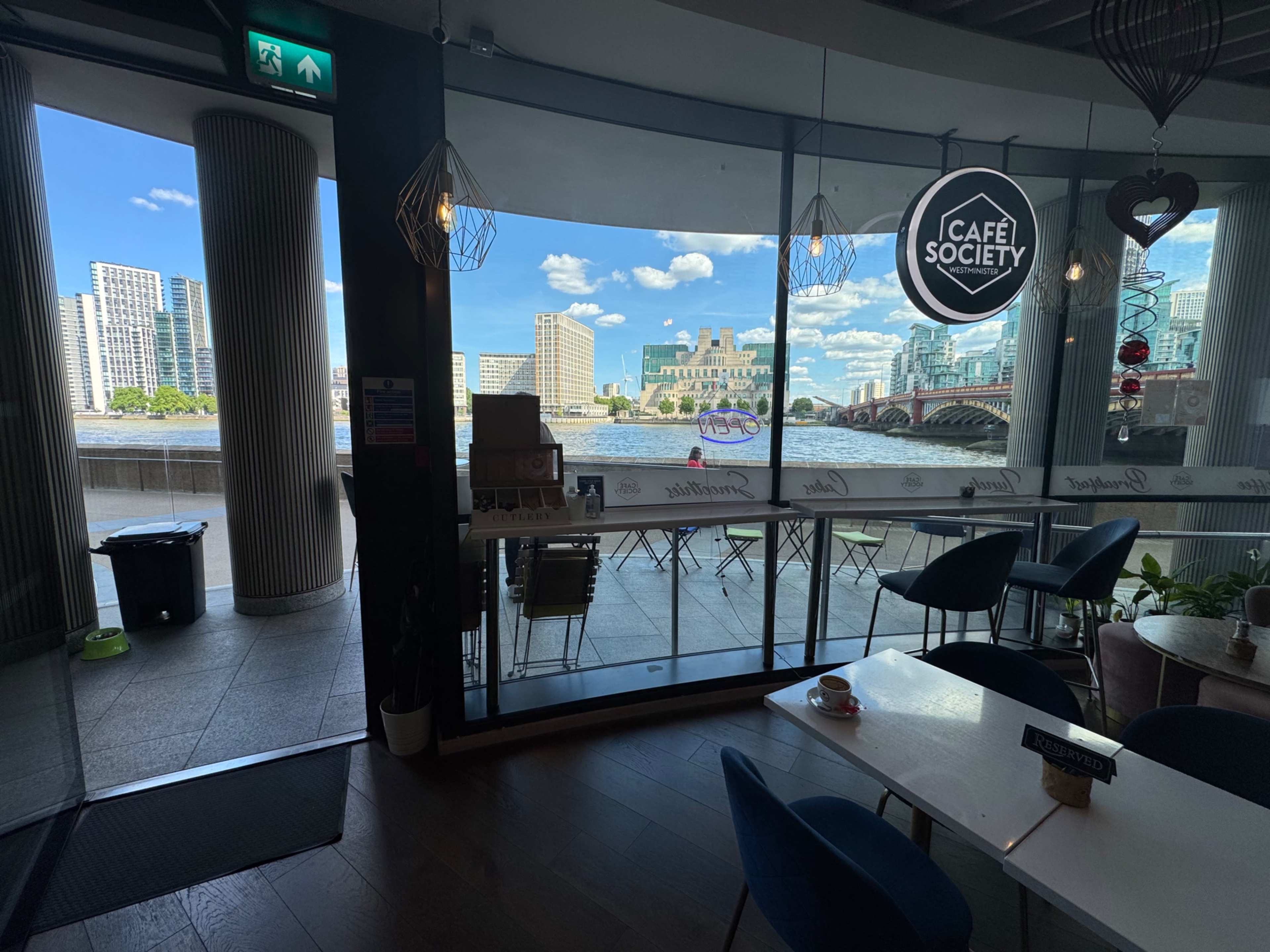 Riverside Escape: A Hidden Café Haven with Views of River and Vauxhall Bridge Image in Westminster, London, ENG