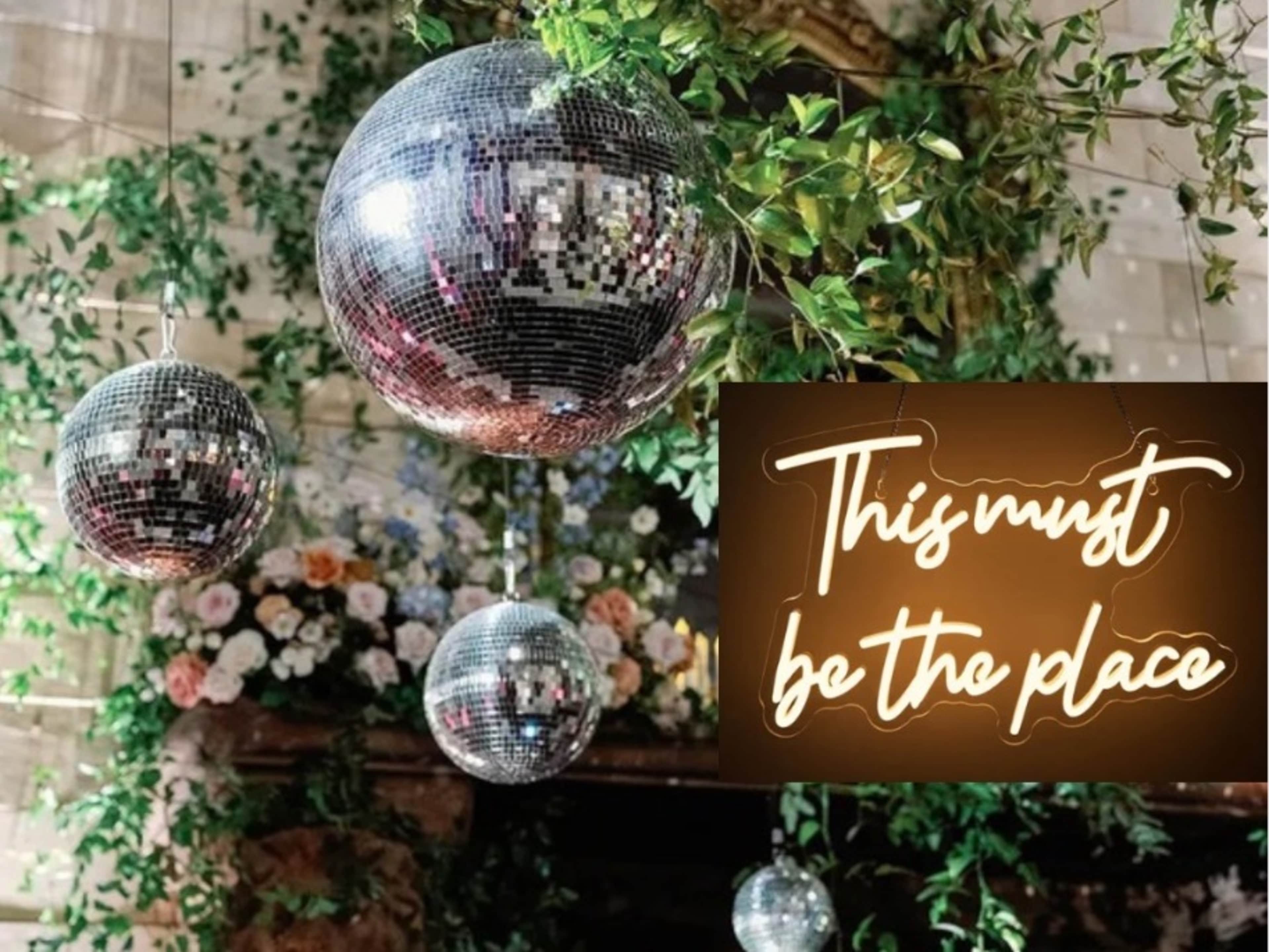 Disco Balls + Neon Sign and Setup