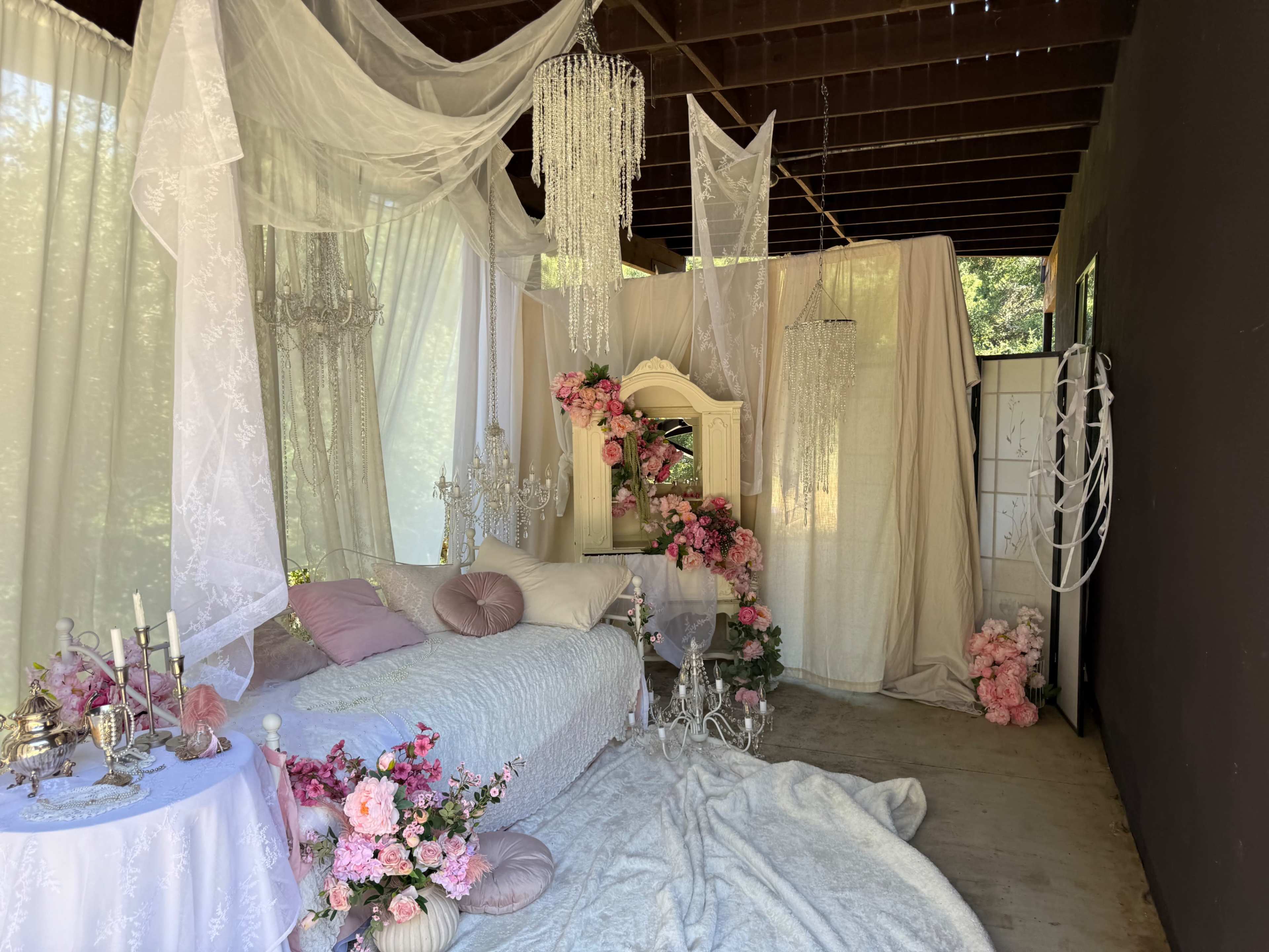 Enchanted Garden Bed & Chandeliers – Boudoir Photo Set Image in Los Gatos, Los Gatos, CA