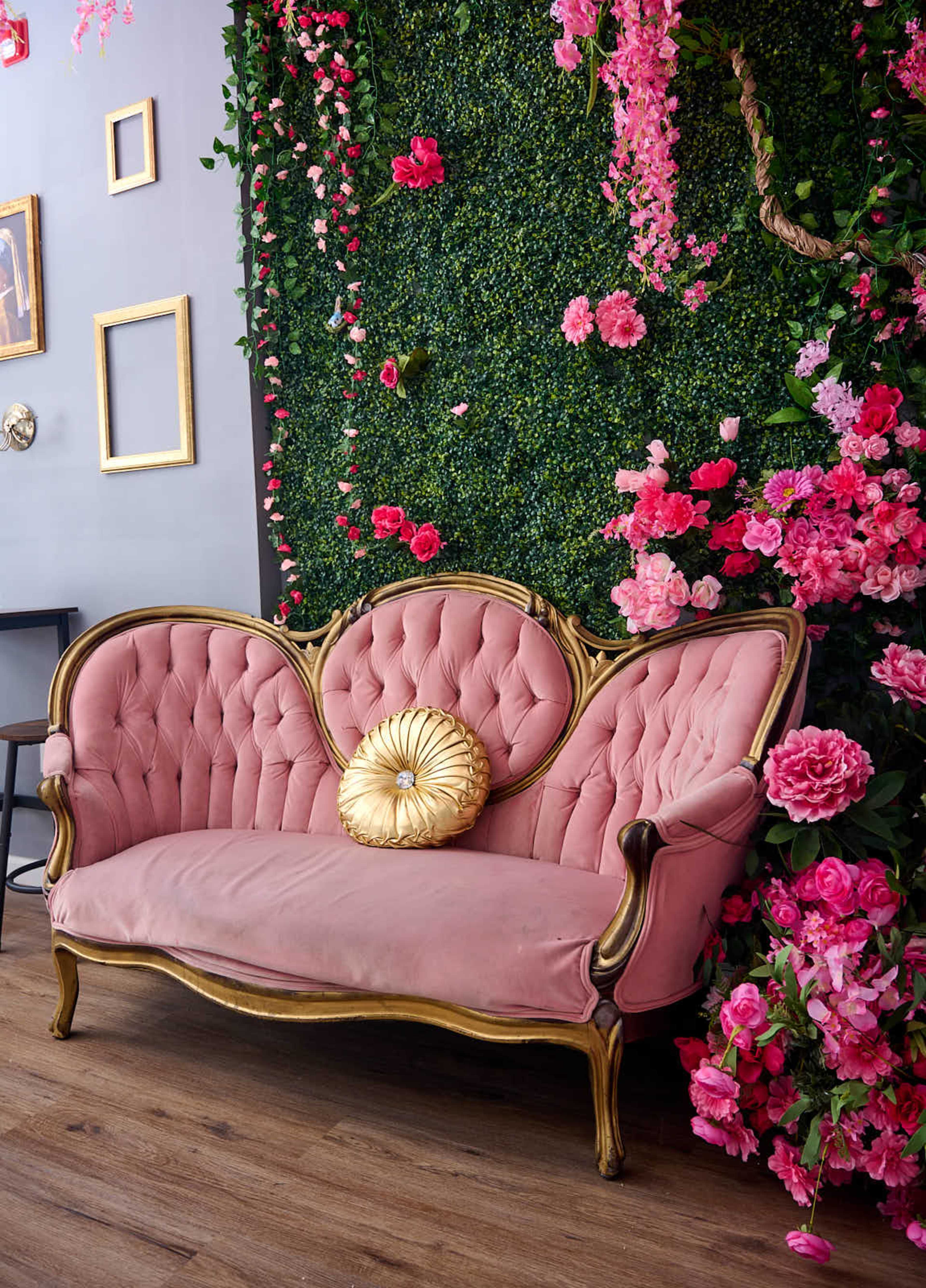 Boudoir Goddess Fairy Garden w/ Movie Room & Pink Victorian Loveseat Image in North Philadelphia, Philadelphia, PA