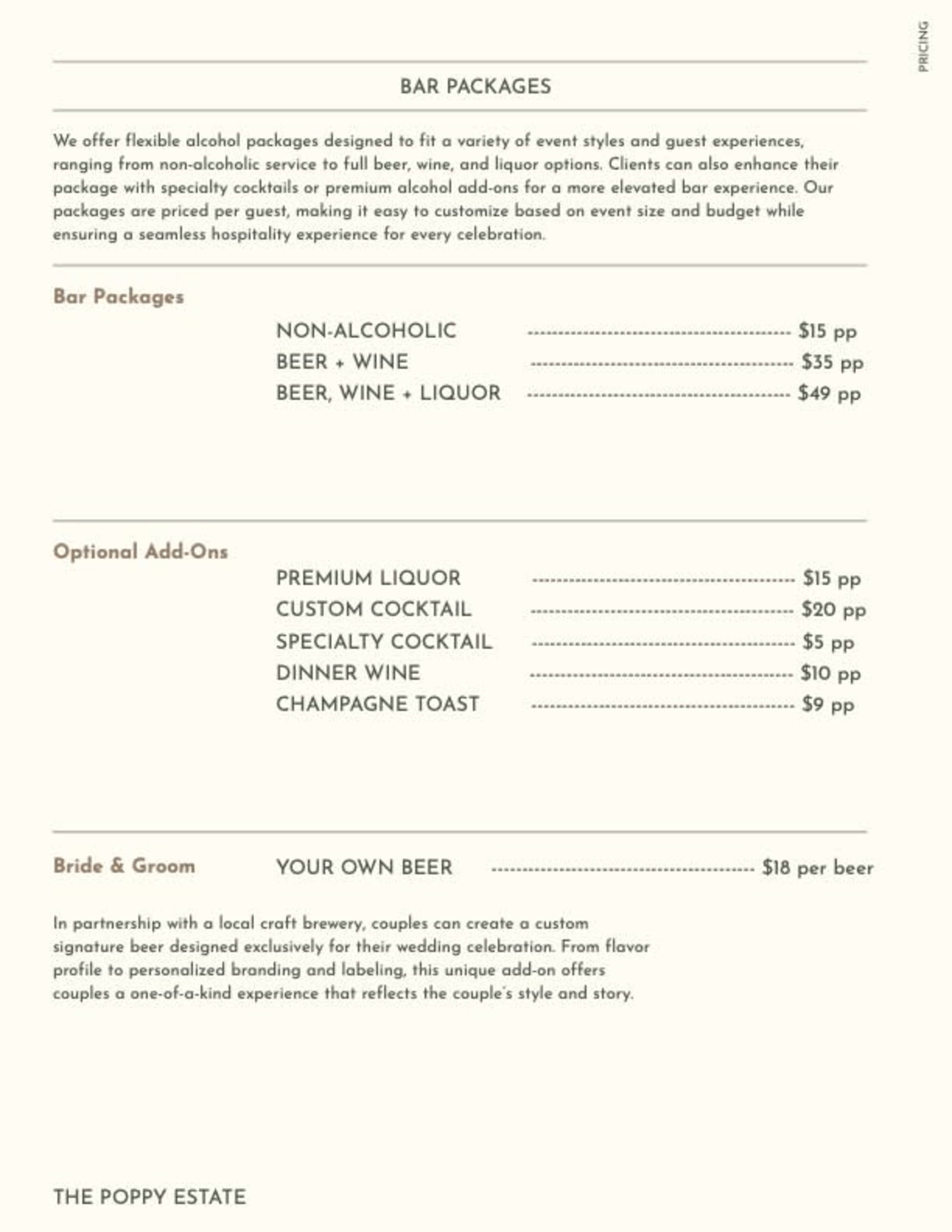 Menu offerings