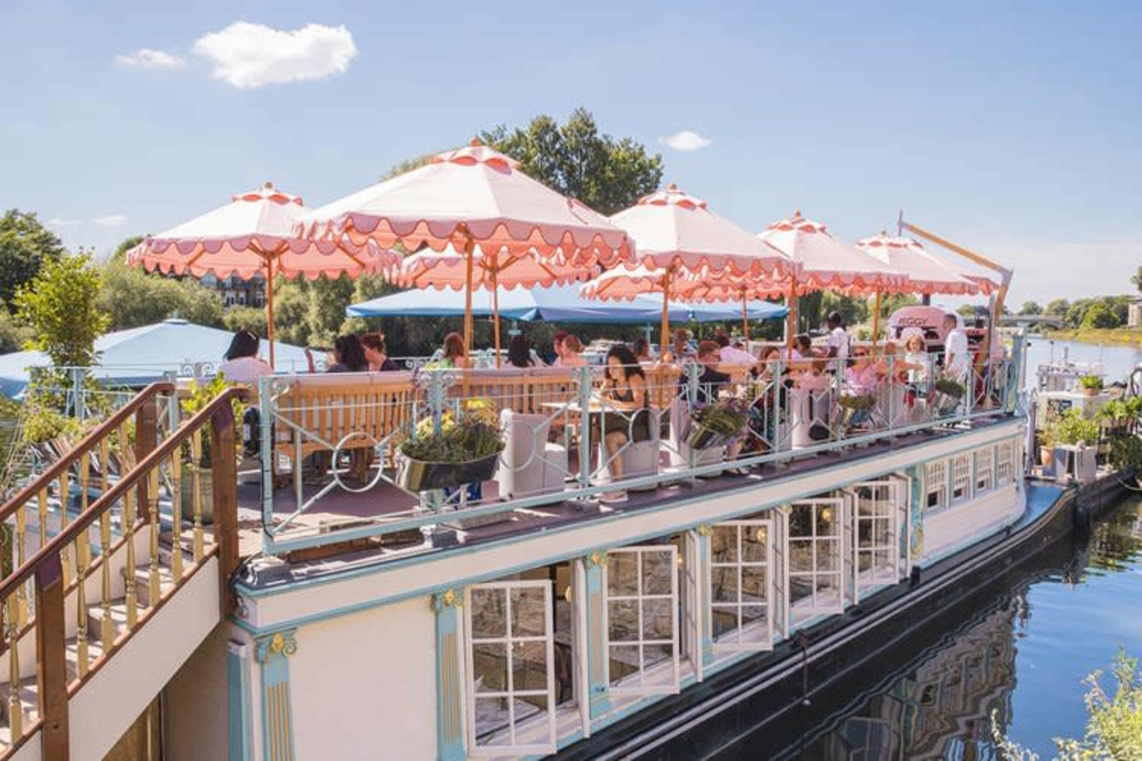 Beautiful barge restaurant on river thames Image in Richmond, Richmond, ENG