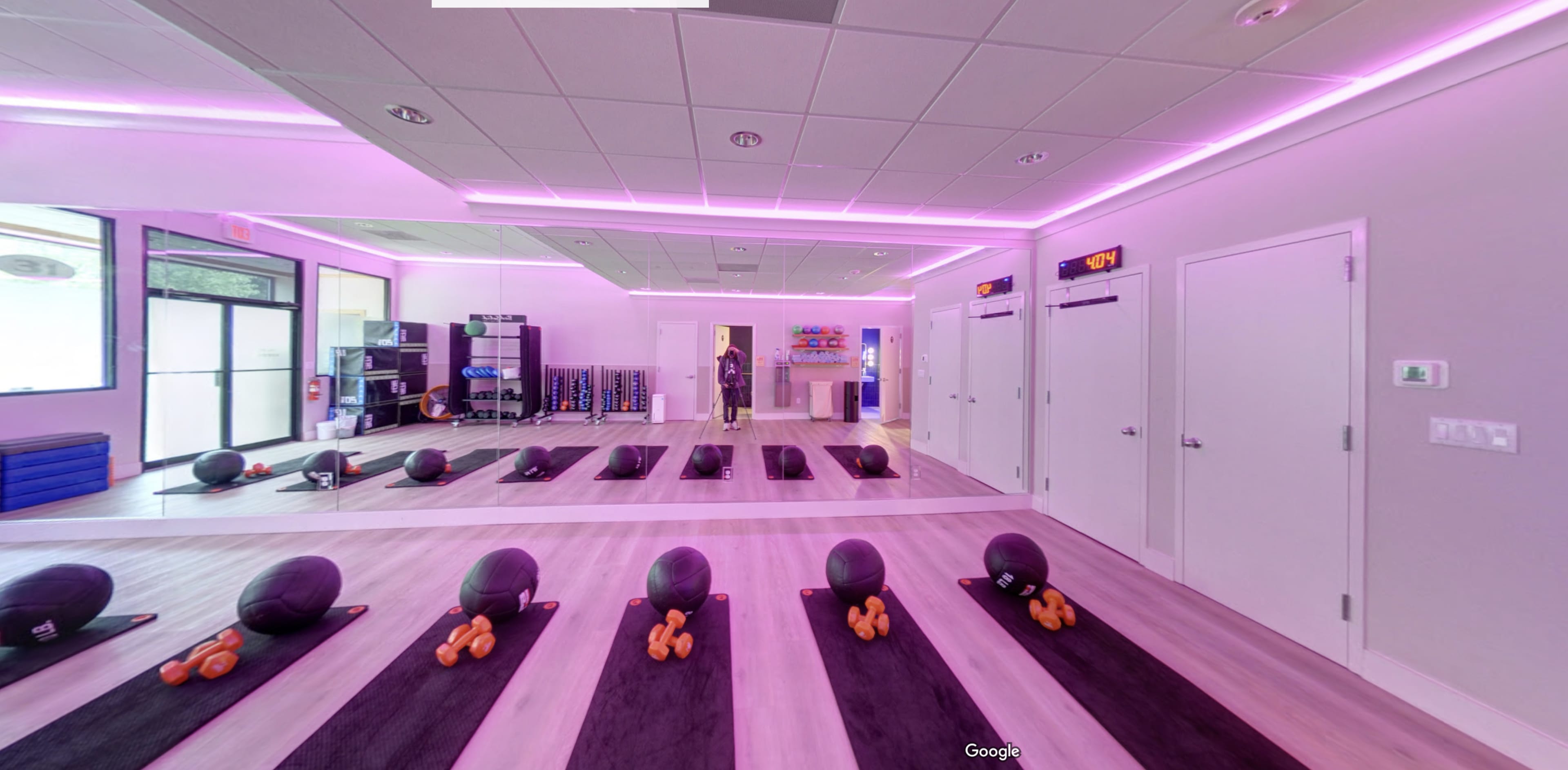 Open Luxe Fitness/Dance Studio with Neon Lighting Image in Summit, Summit, NJ