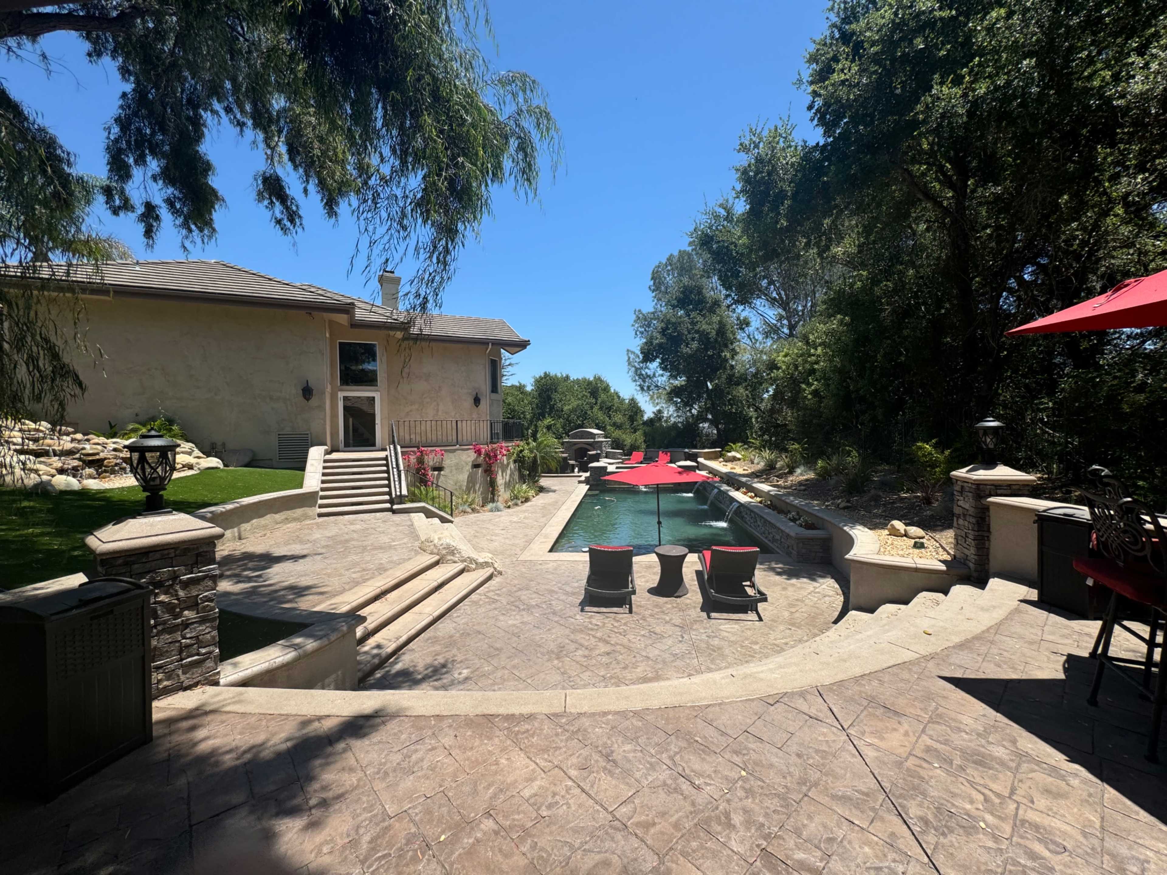 Entertainers' backyard, pool, fireplace, waterfall Image in Santa Paula, Santa Paula, CA