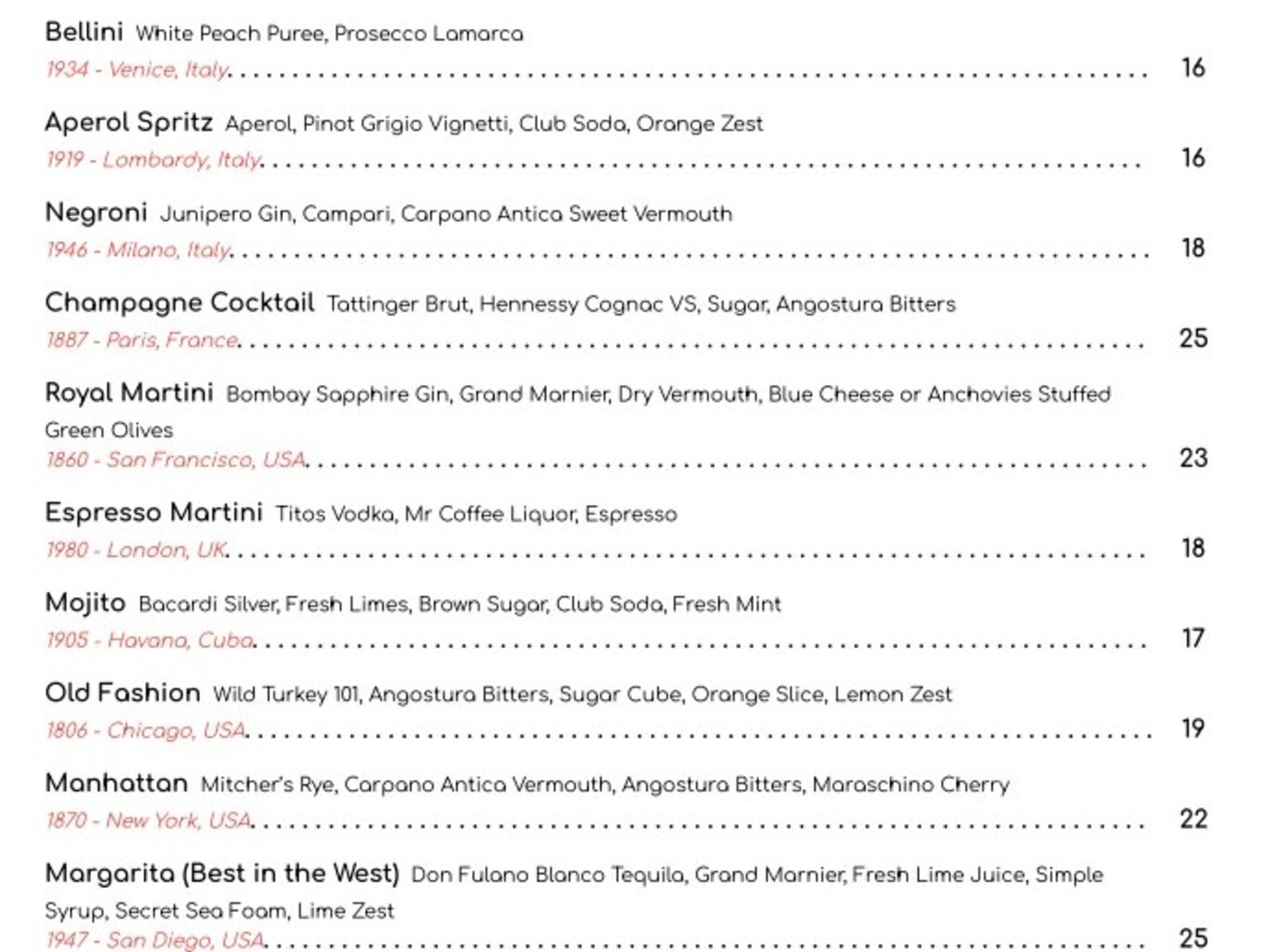 Offer Full Beverage Menu On Consumption
