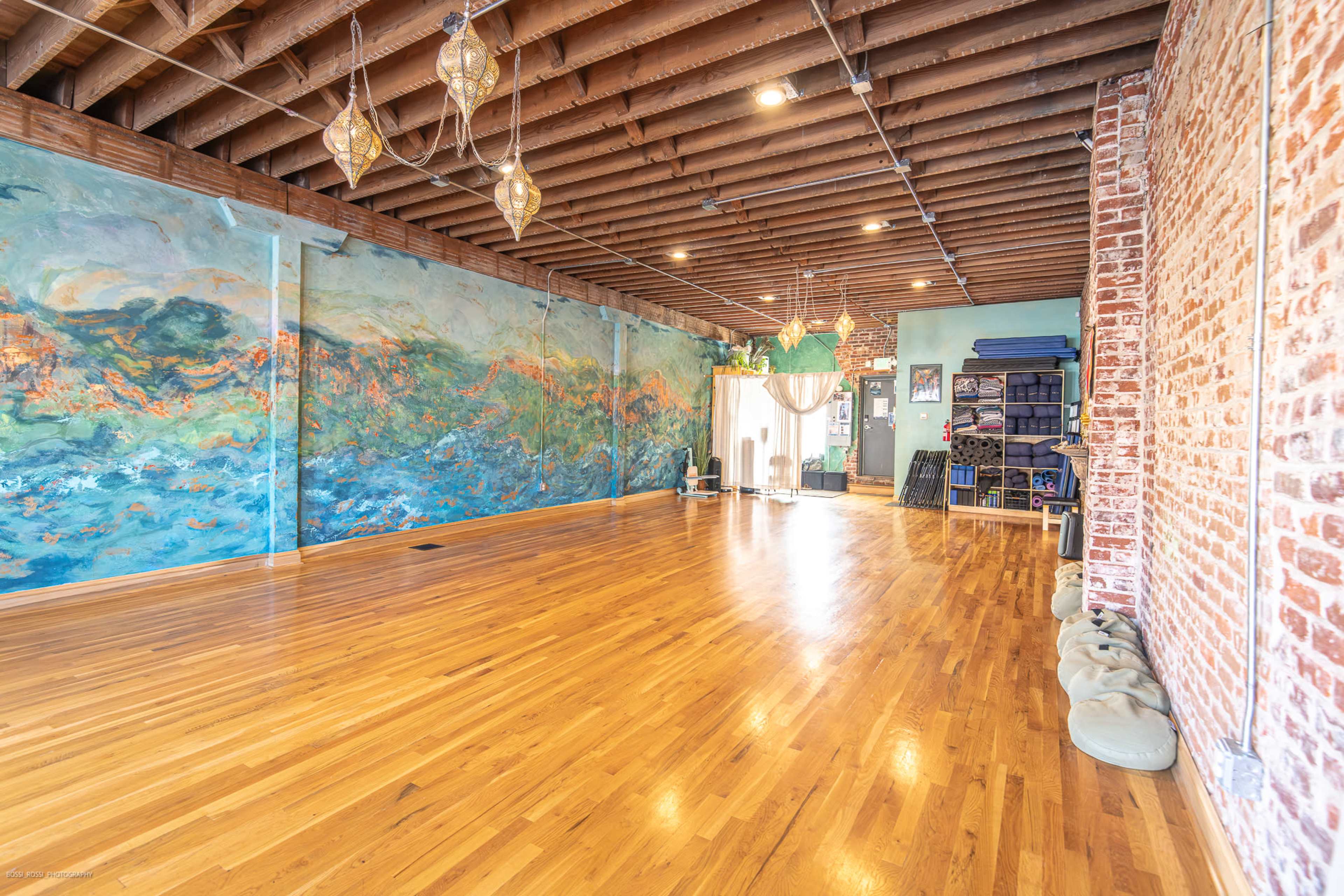 Urban Boutique Yoga Studio with Exposed Brick and Artisan Lights Image in Englewood, Englewood, CO