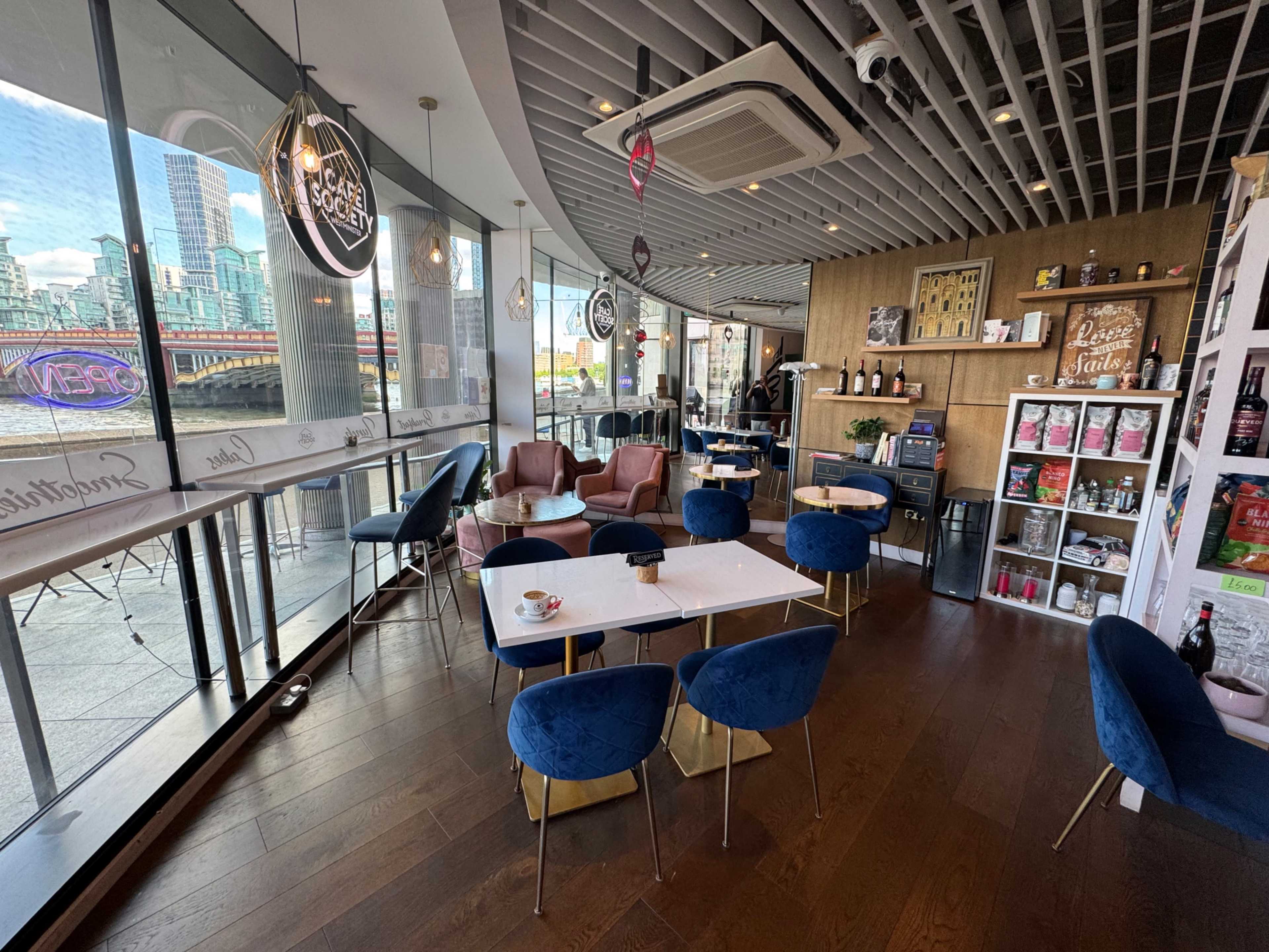 Riverside Escape: A Hidden Café Haven with Views of River and Vauxhall Bridge Image in Westminster, London, ENG