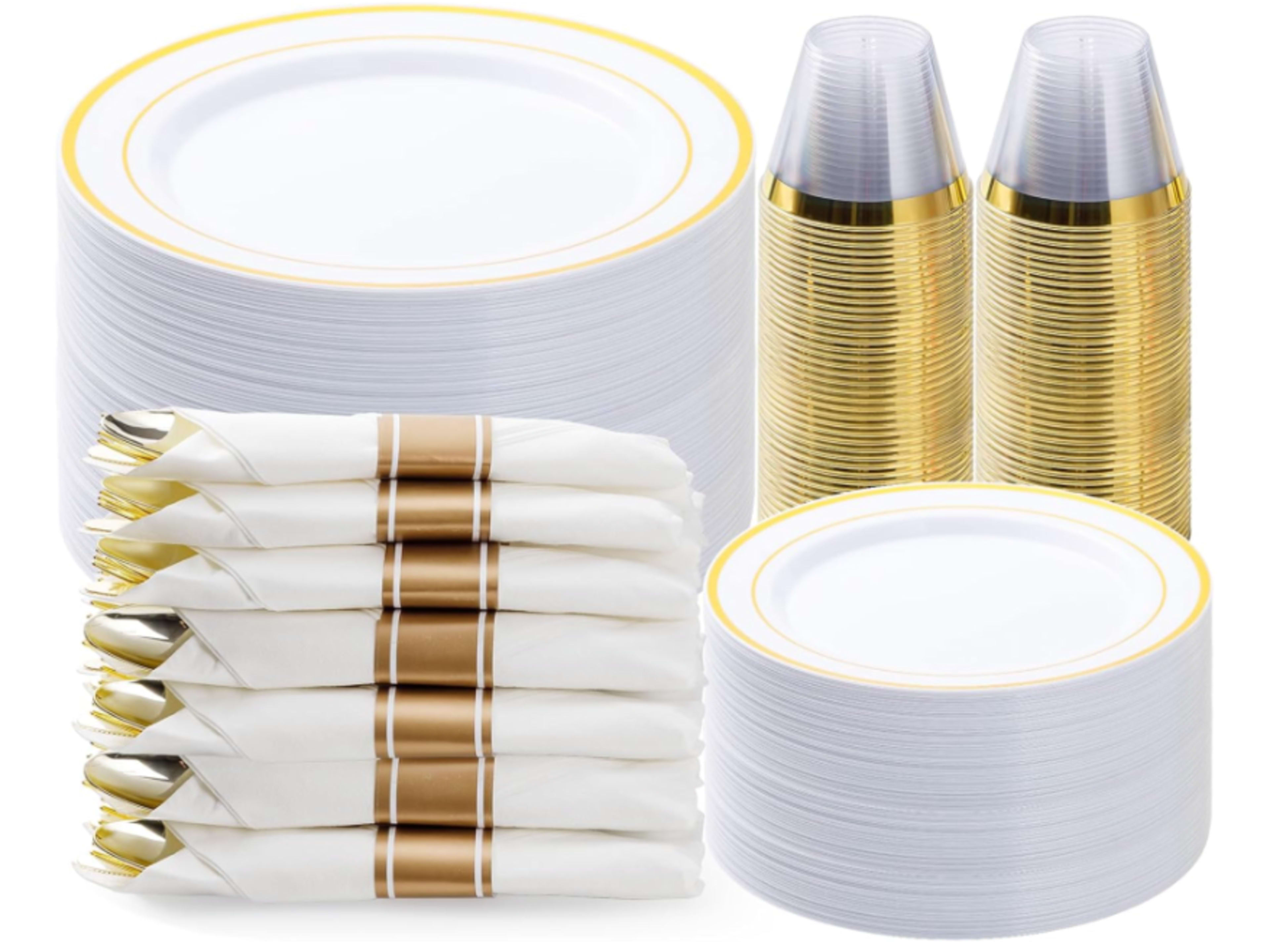 Gold dinnerware set for up to 50 guests
