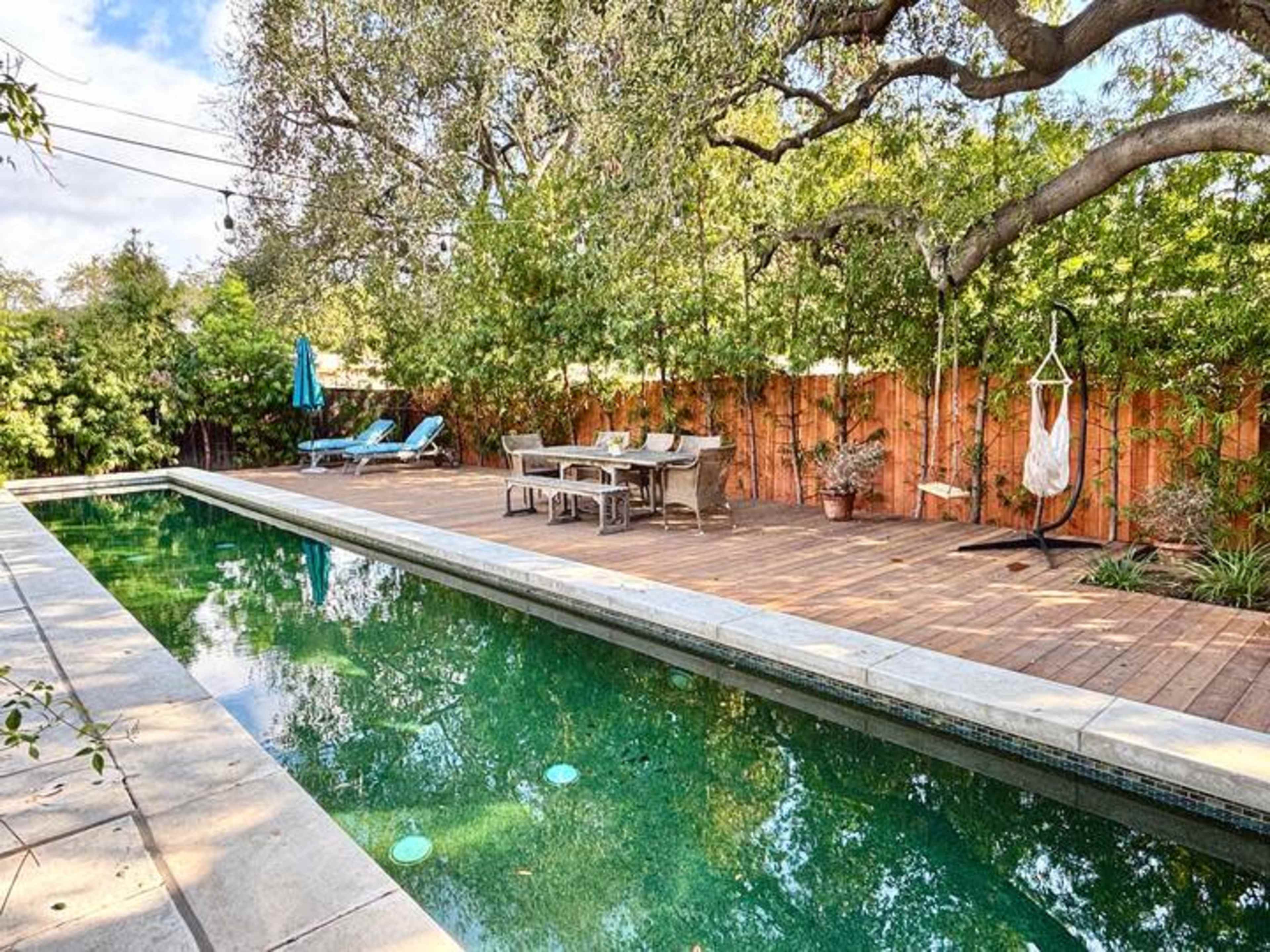 Tranquil Japanese-Inspired Yard with Lap Pool & Redwood Deck Image in Pasadena, Pasadena, CA