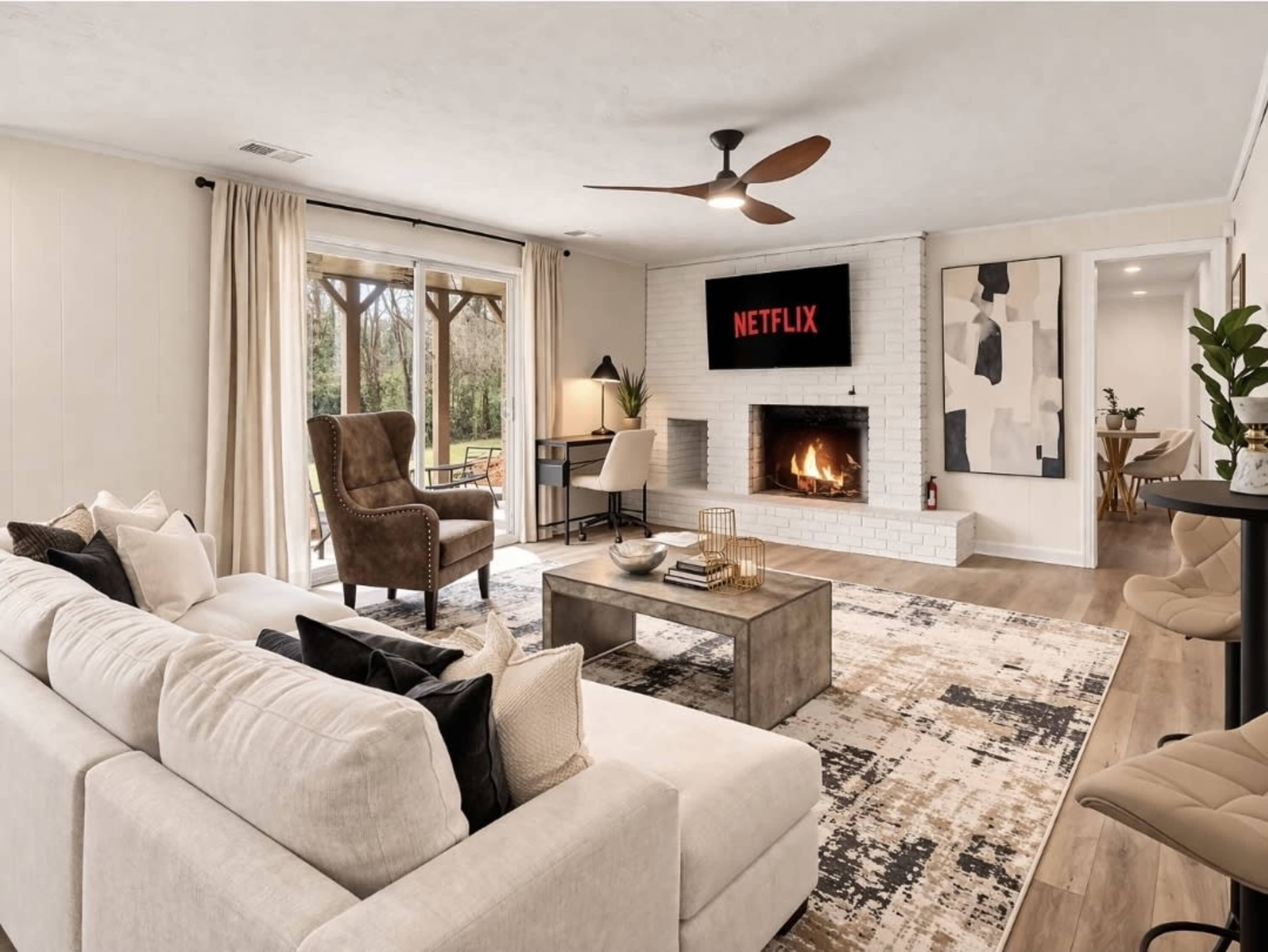 Scandinavian Modern Content House | Luxury Kitchen + Statement Fireplace Image in , Lithonia, GA