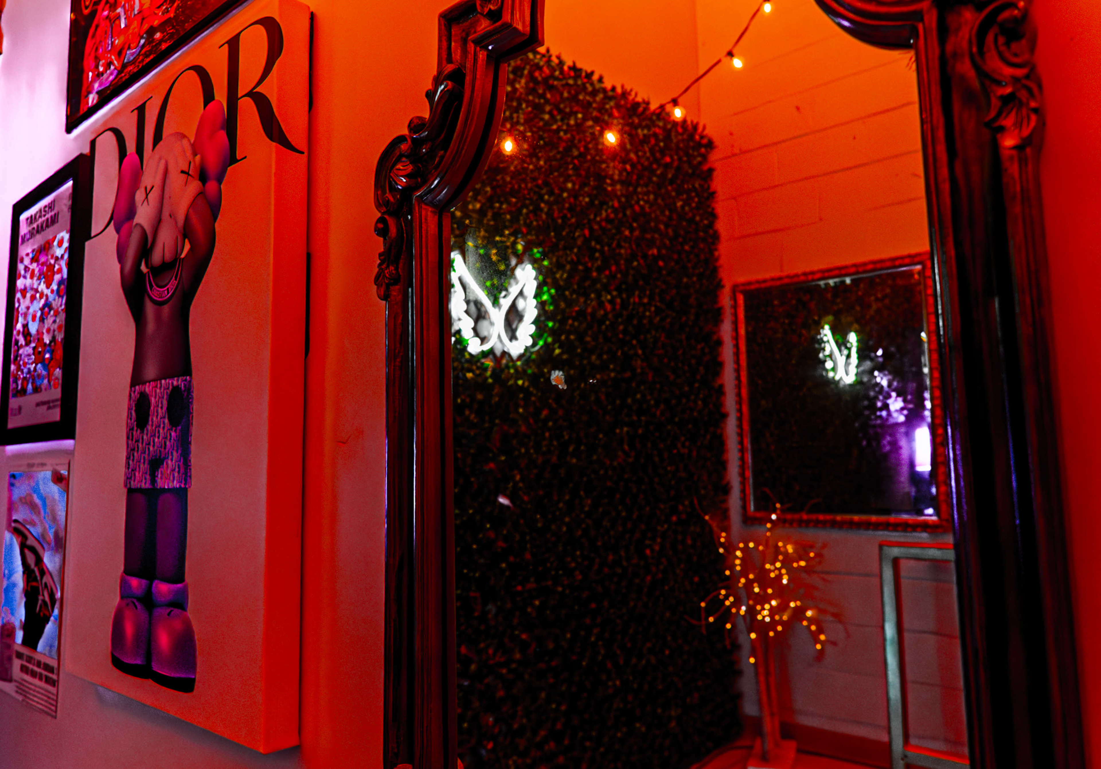 The 777 Lobby Photo & Video Studio with Iconic Poster Wall, Gold Railings, Black Staircase, Ceiling Lights Image in Humber Summit, Toronto, ON