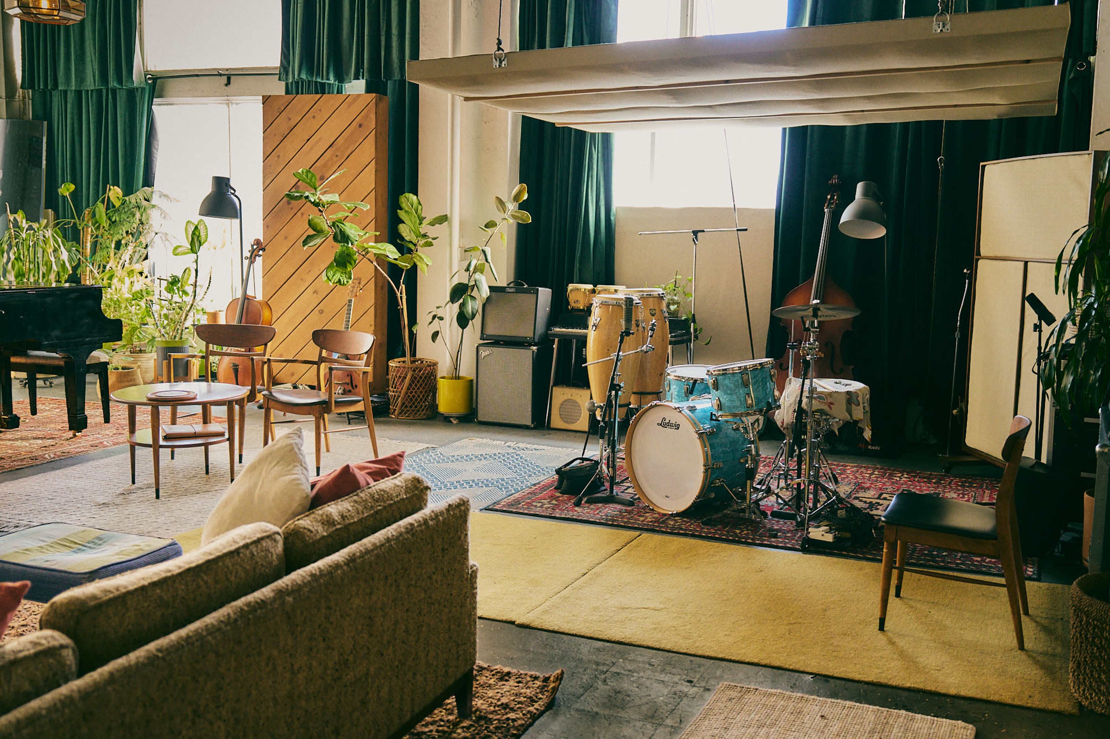 Light-Filled Plant-Lush Mid-Century Industrial Loft & Pro Recording Studio | DTLA 2000 sf Image in Central LA, Los Angeles, CA