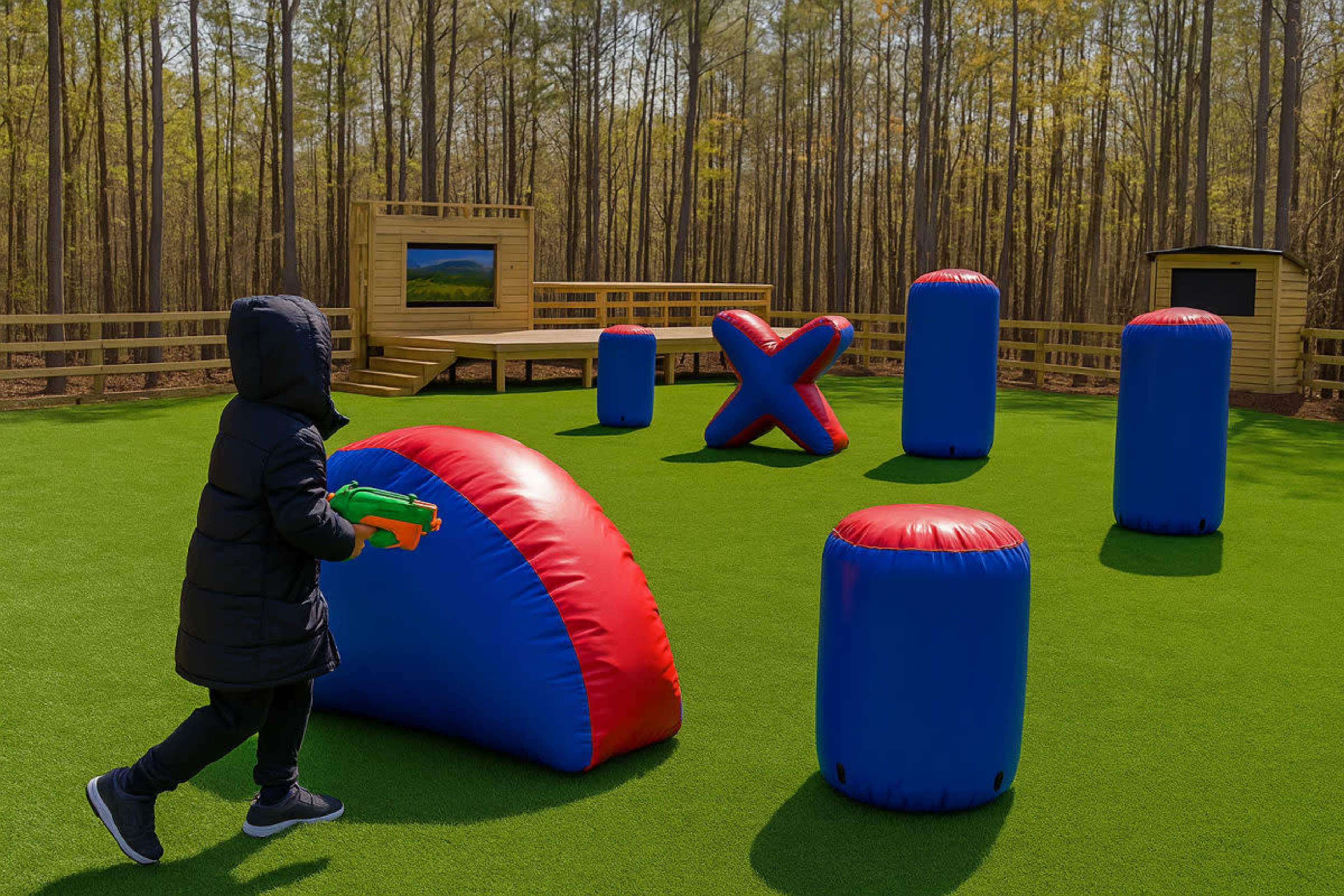 Private Nerf Battle + Pool Party Experience – Turf Field & Inflatable Arena (4-Hour Block) Image in , Douglasville, GA