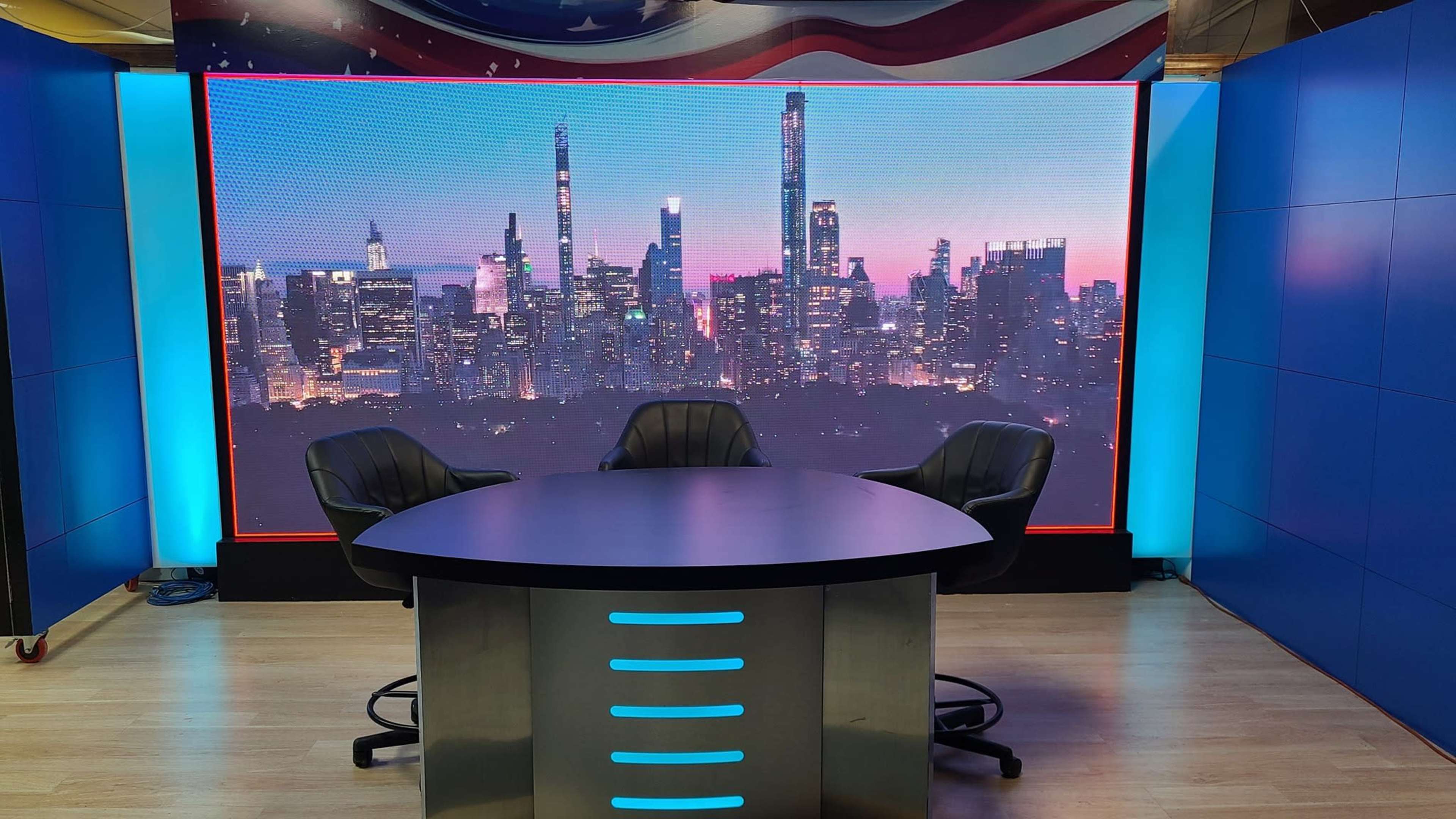 State-of-the-art broadcast set for Podcasting, TV, Radio, & Content Creation. Image in Oyster Bay, Massapequa, NY