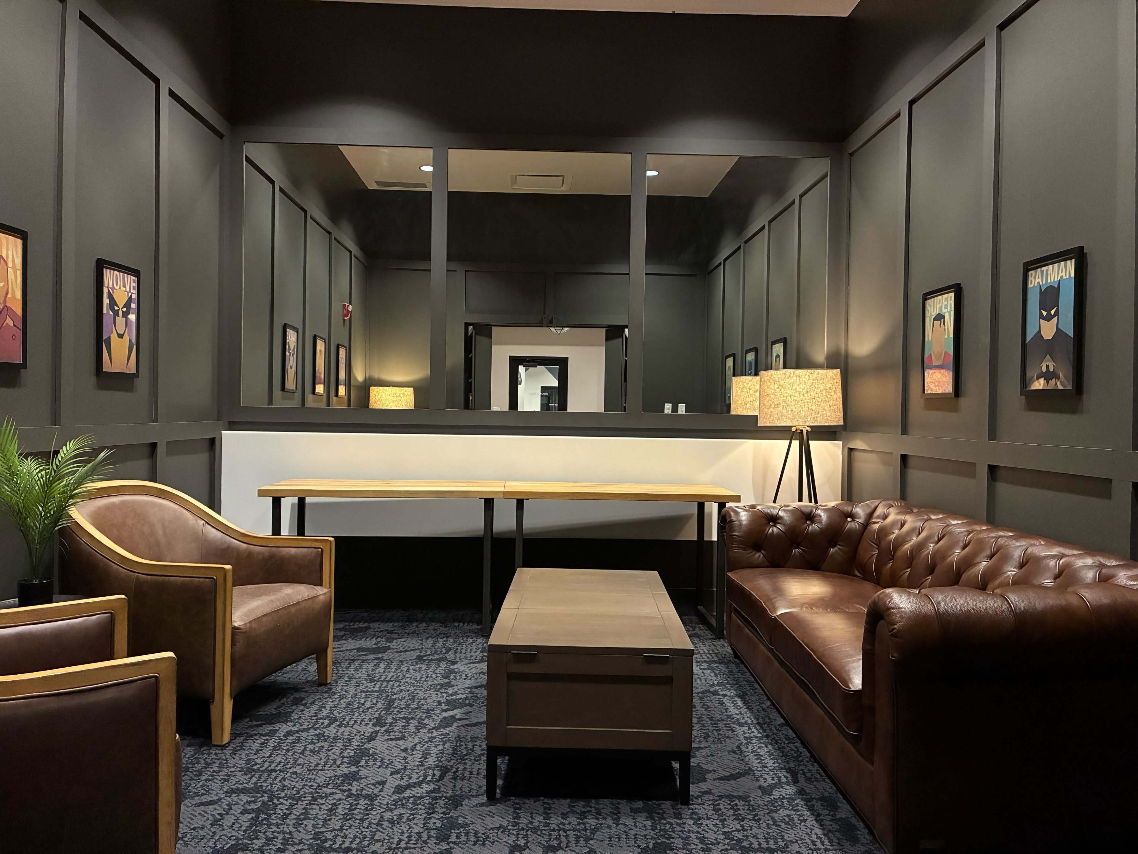 Cozy meeting room with ambient fire place, and a secret room! Image in Deerfield Township, Mason, OH