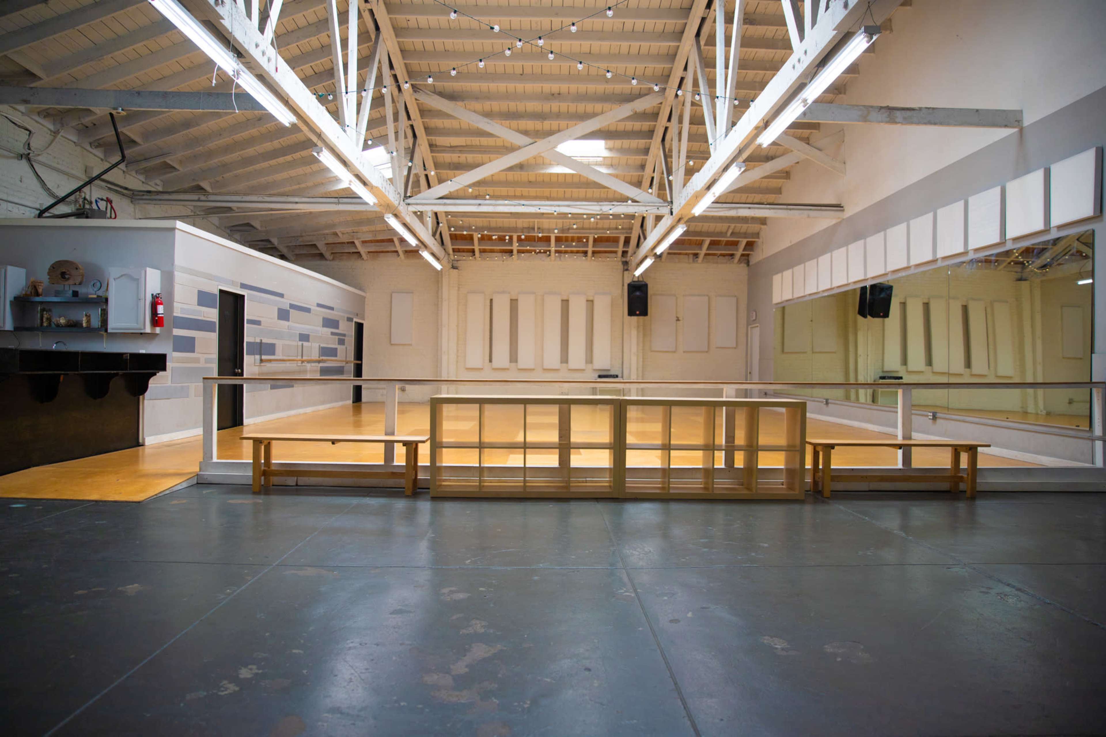 ENTIRE 5,000 sq ft Warehouse Dance Studio Space with Kitchen, Stage, and Lounge Area Image in South Los Angeles, Los Angeles, CA