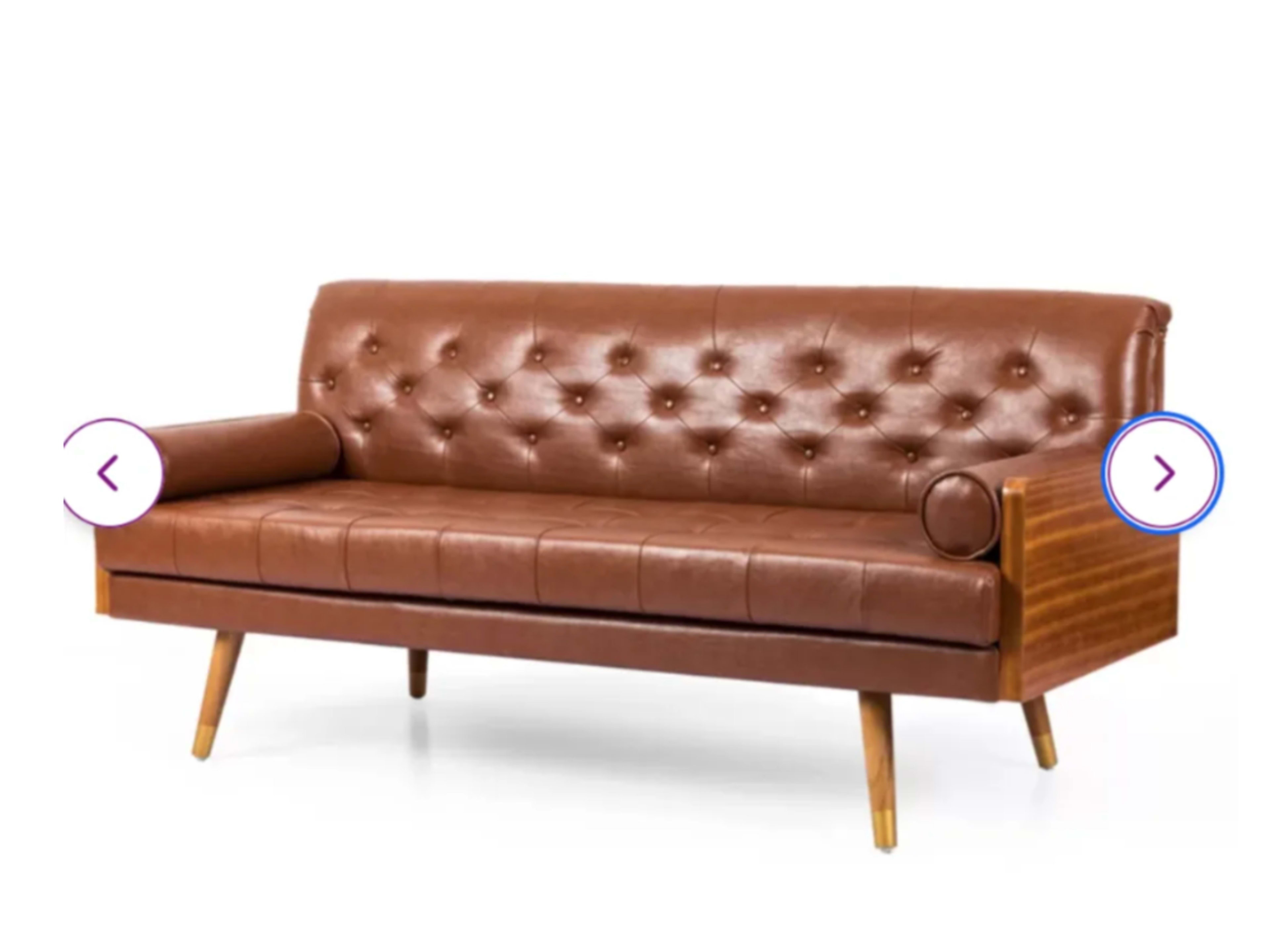 Faux Brown Leather Couch/ Sofa