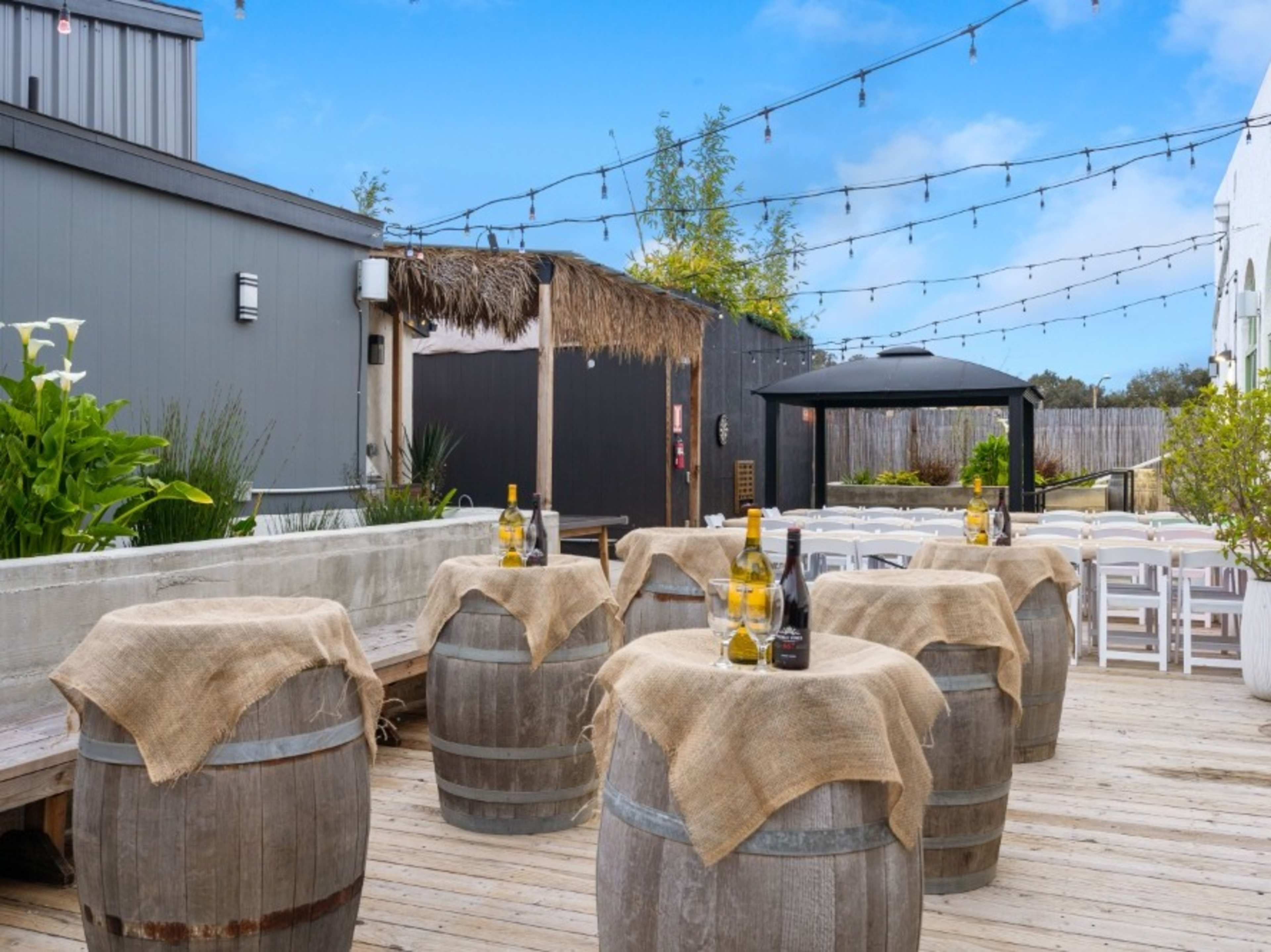 Cocktail Tables: 4 wine barrels