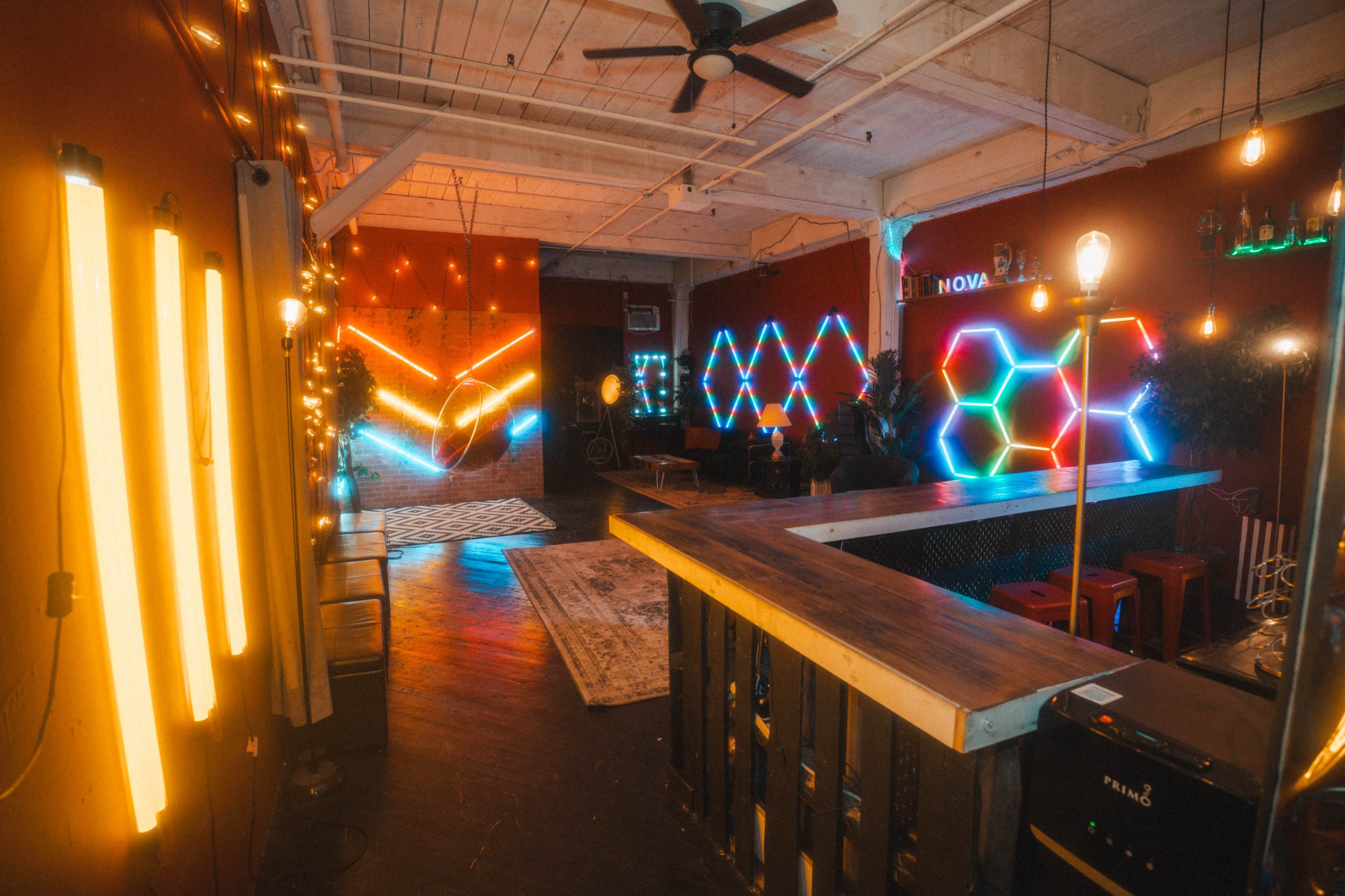 Multi Room Neon & Cyc Wall Studio: Crimson Noir at Novalight Studios Image in North Philadelphia, Philadelphia, PA
