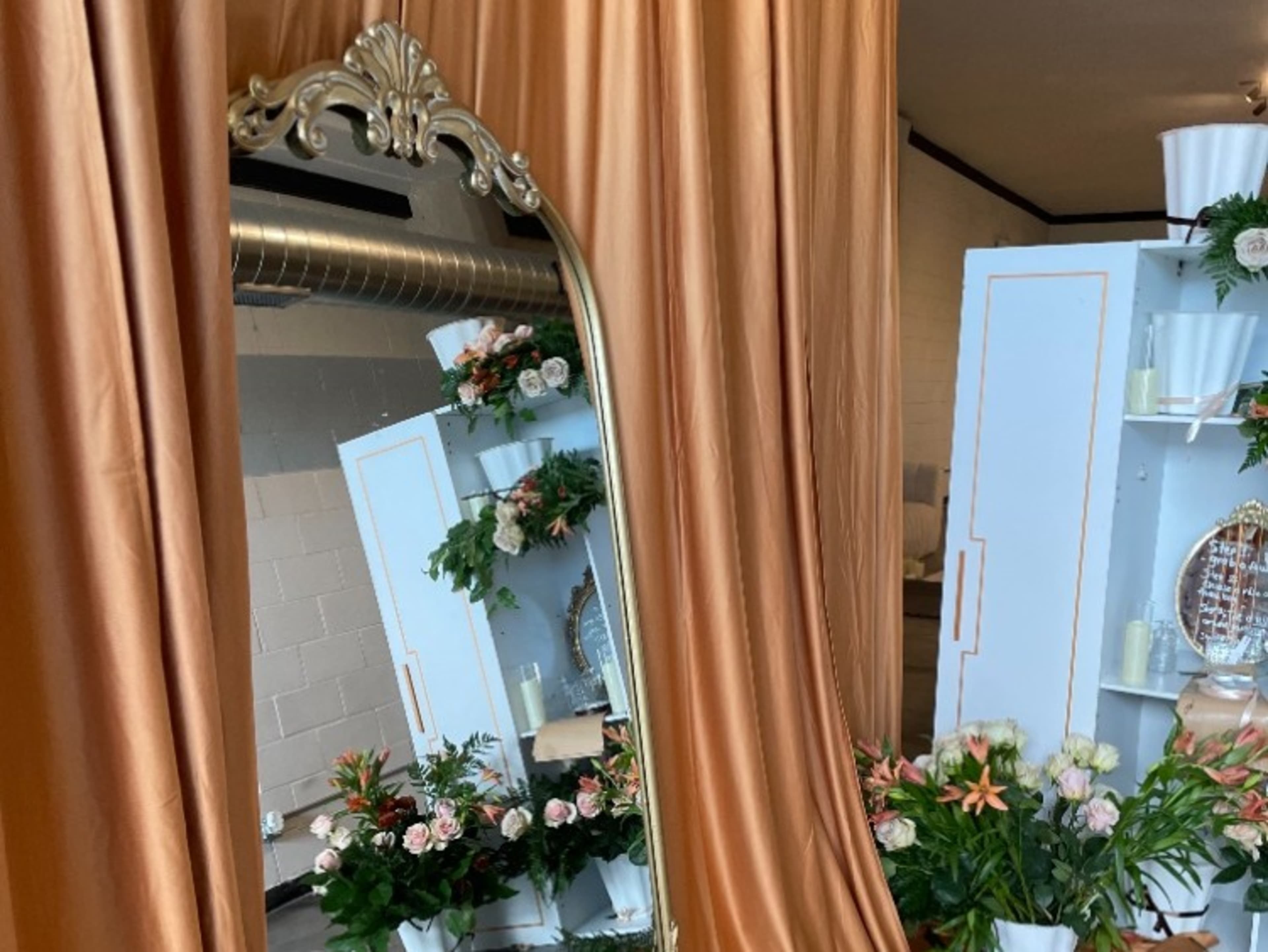 Gold Arched Oval Frame Floor Mirror