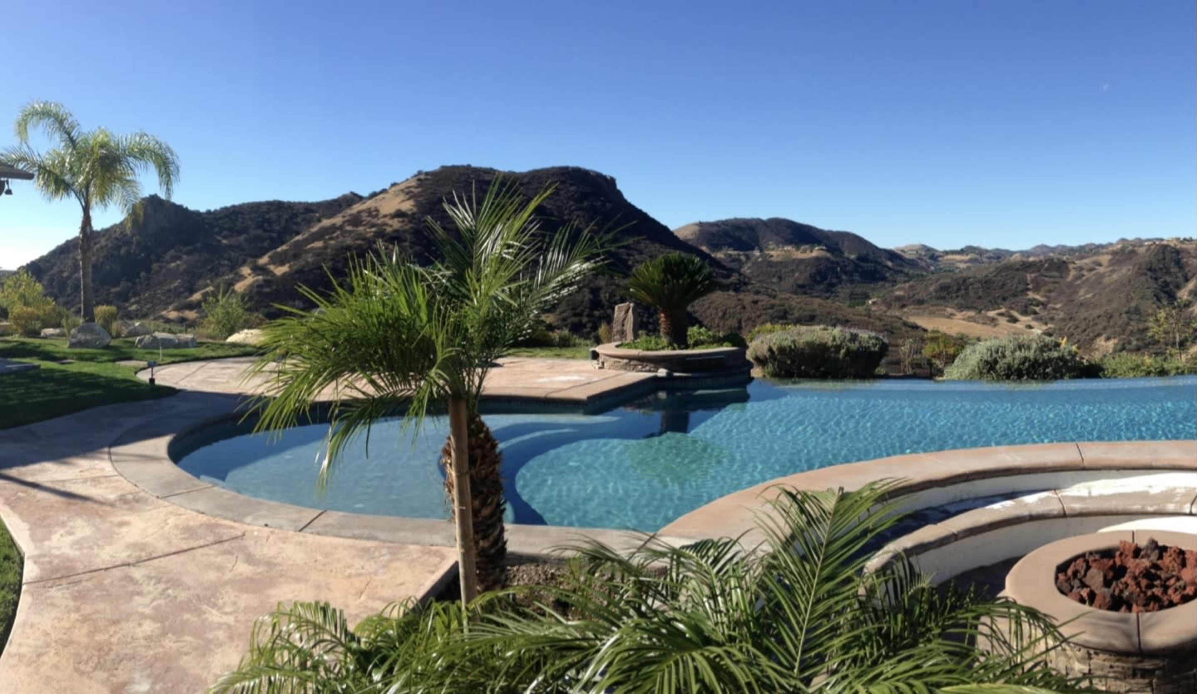 (Backyard only) Tropical Vibe Backyard with Half Basketball Court Image in West Hills, West Hills, CA