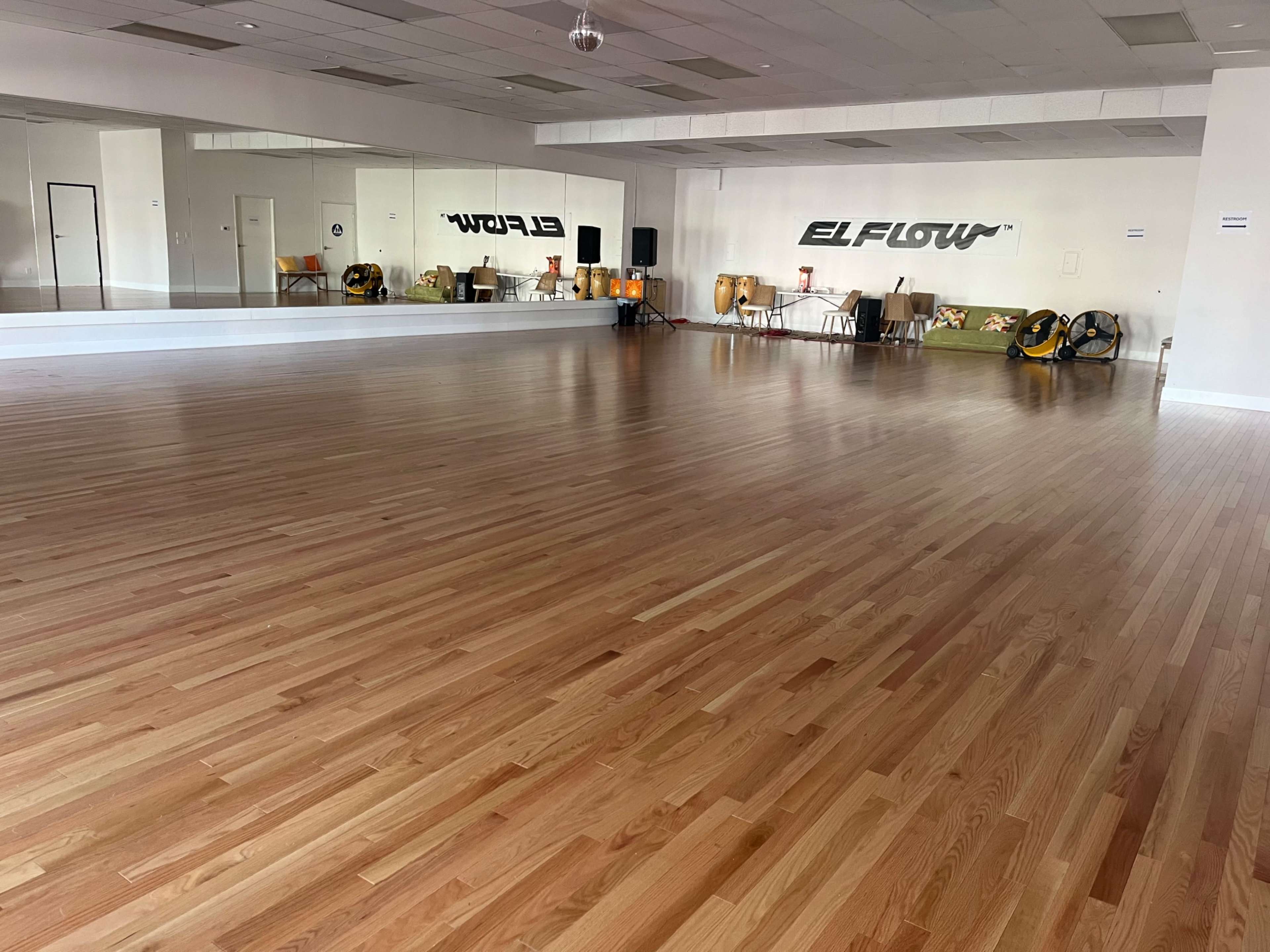 3,600 SFT Dance Studio with 2 rooms of hardwood sprung dance floors. Image in Miramar, San Diego, CA