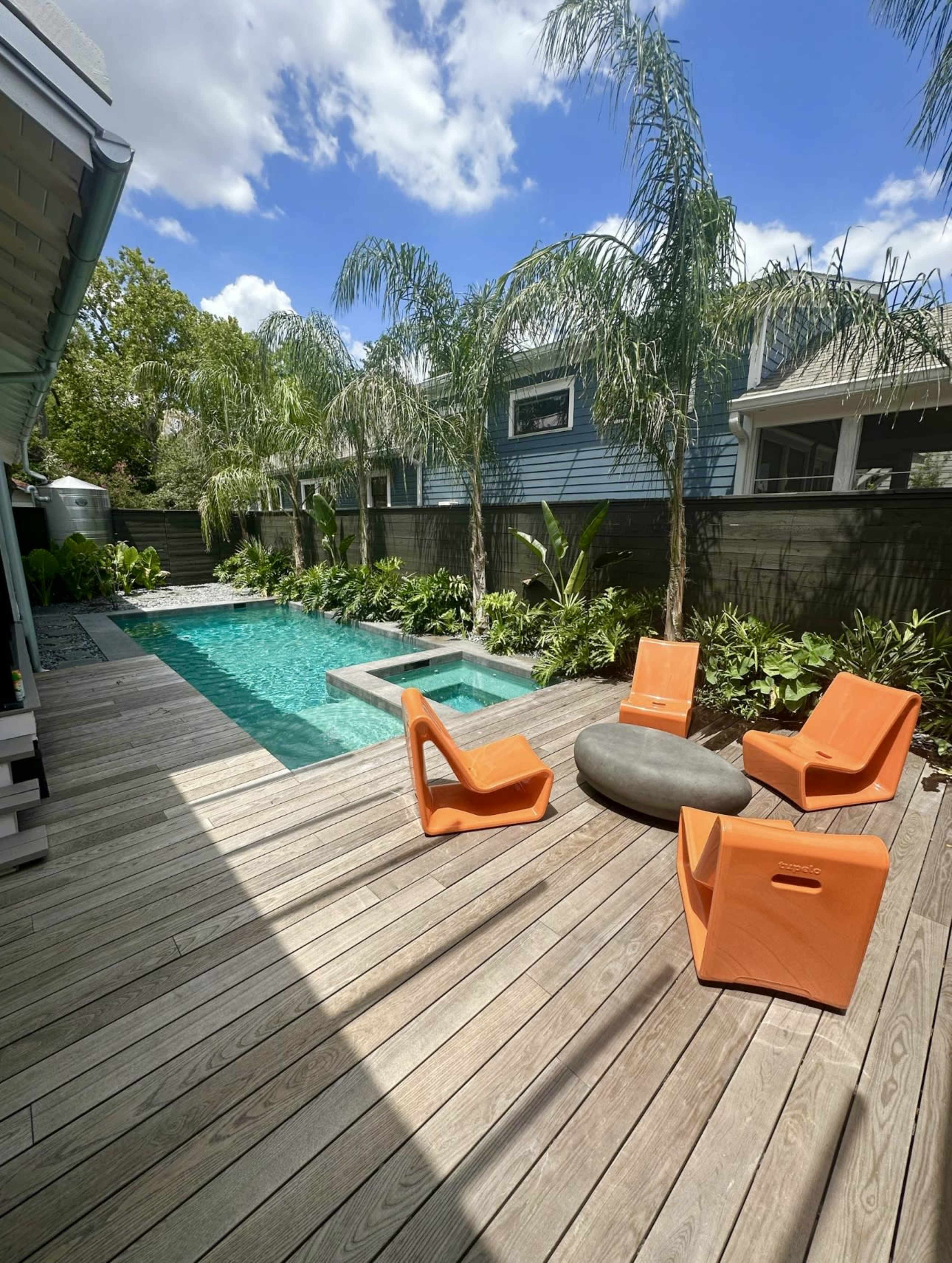 Modern Tropical Pool & Creative Lounge Oasis Image in Greater Heights, Houston, TX