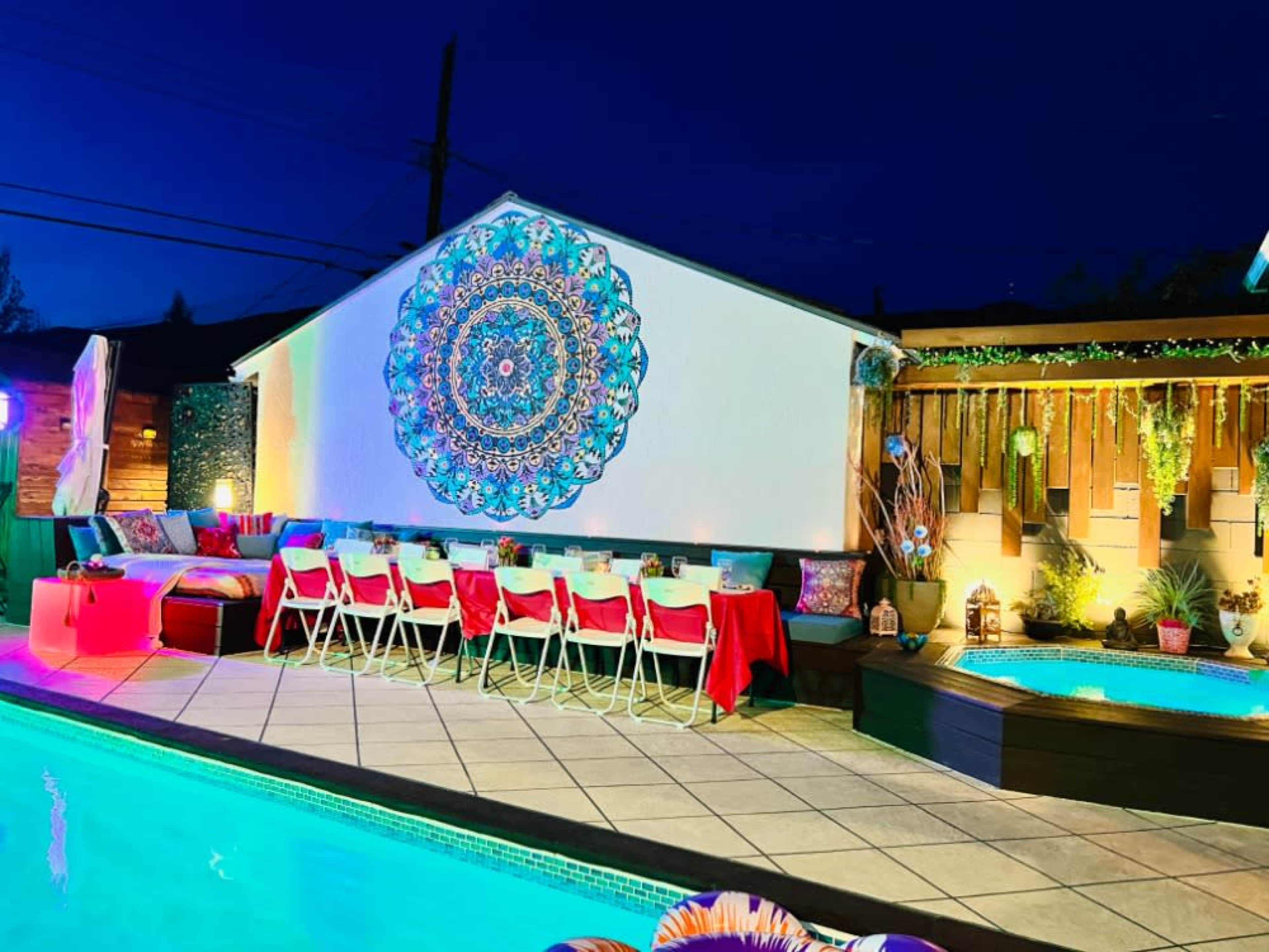 Under Abundance Mandala set up  for 12-14  guests