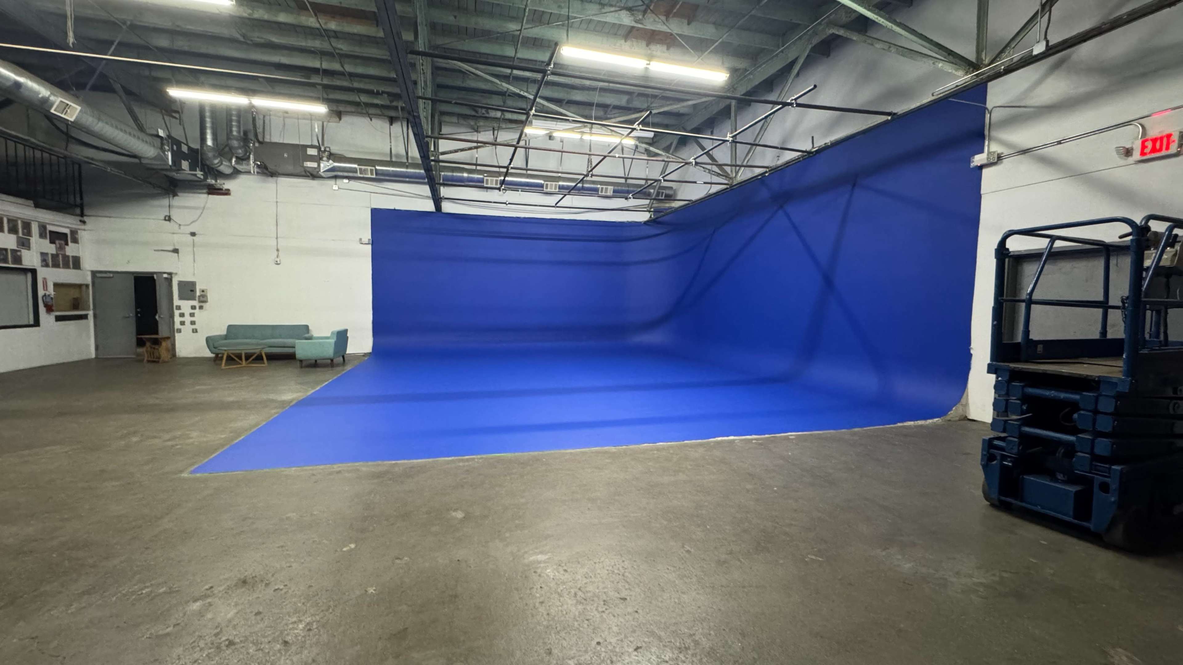 Chroma Blue Cyc Stage in LA Warehouse Film Studio Image in South Los Angeles, Los Angeles, CA