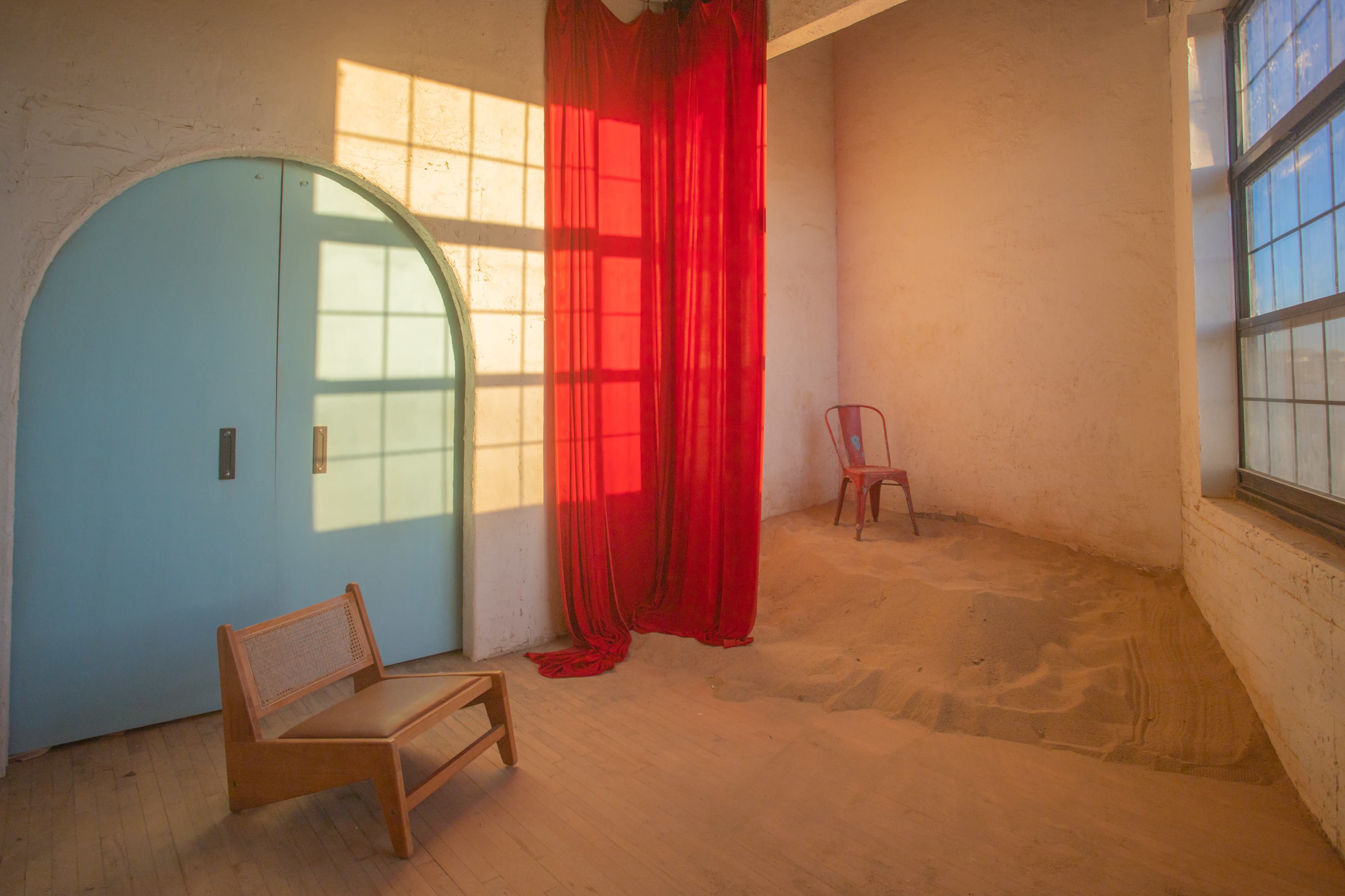 Sunny Photo Studio with Sand Image in Bushwick, Brooklyn, NY