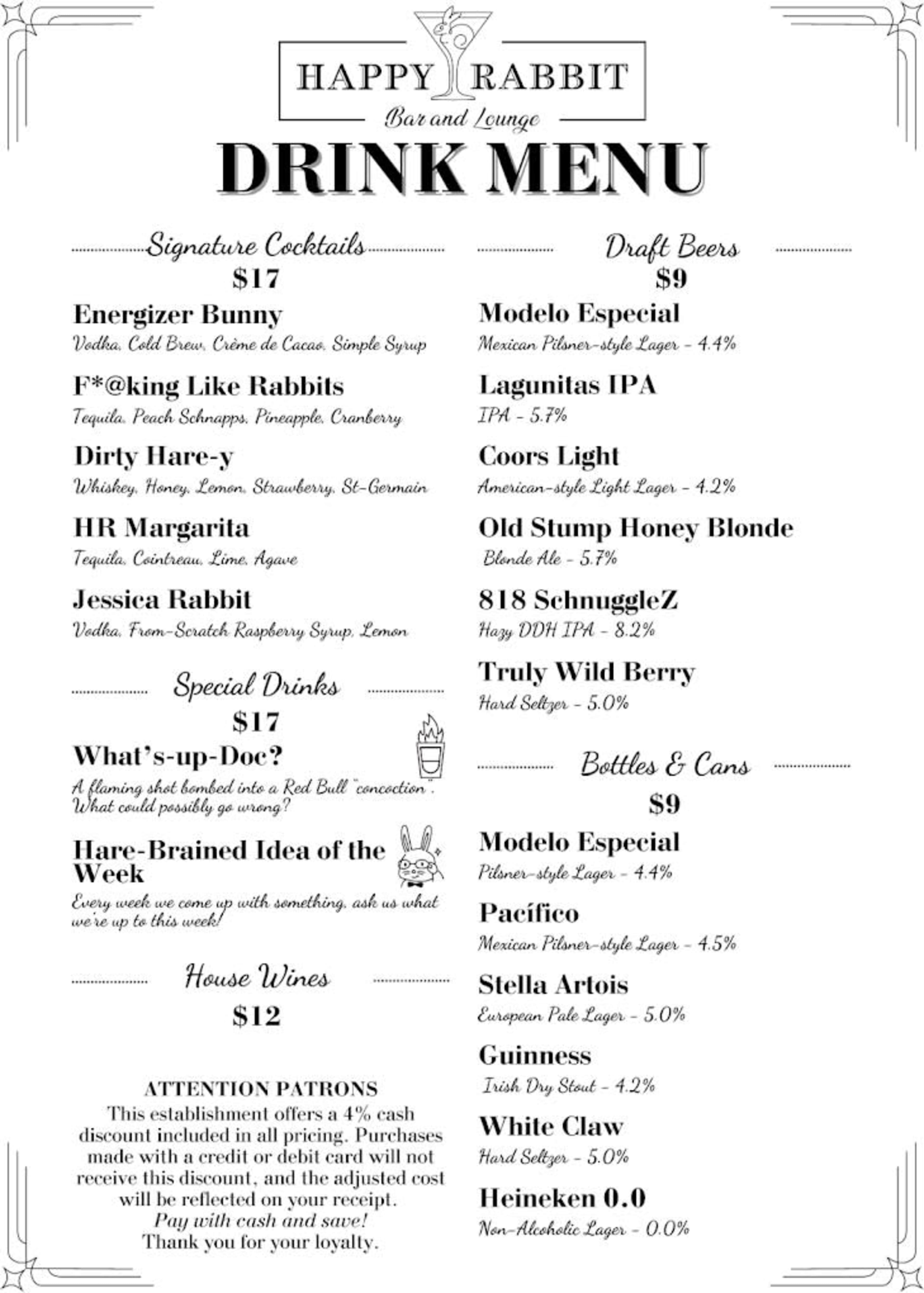 Menu offerings