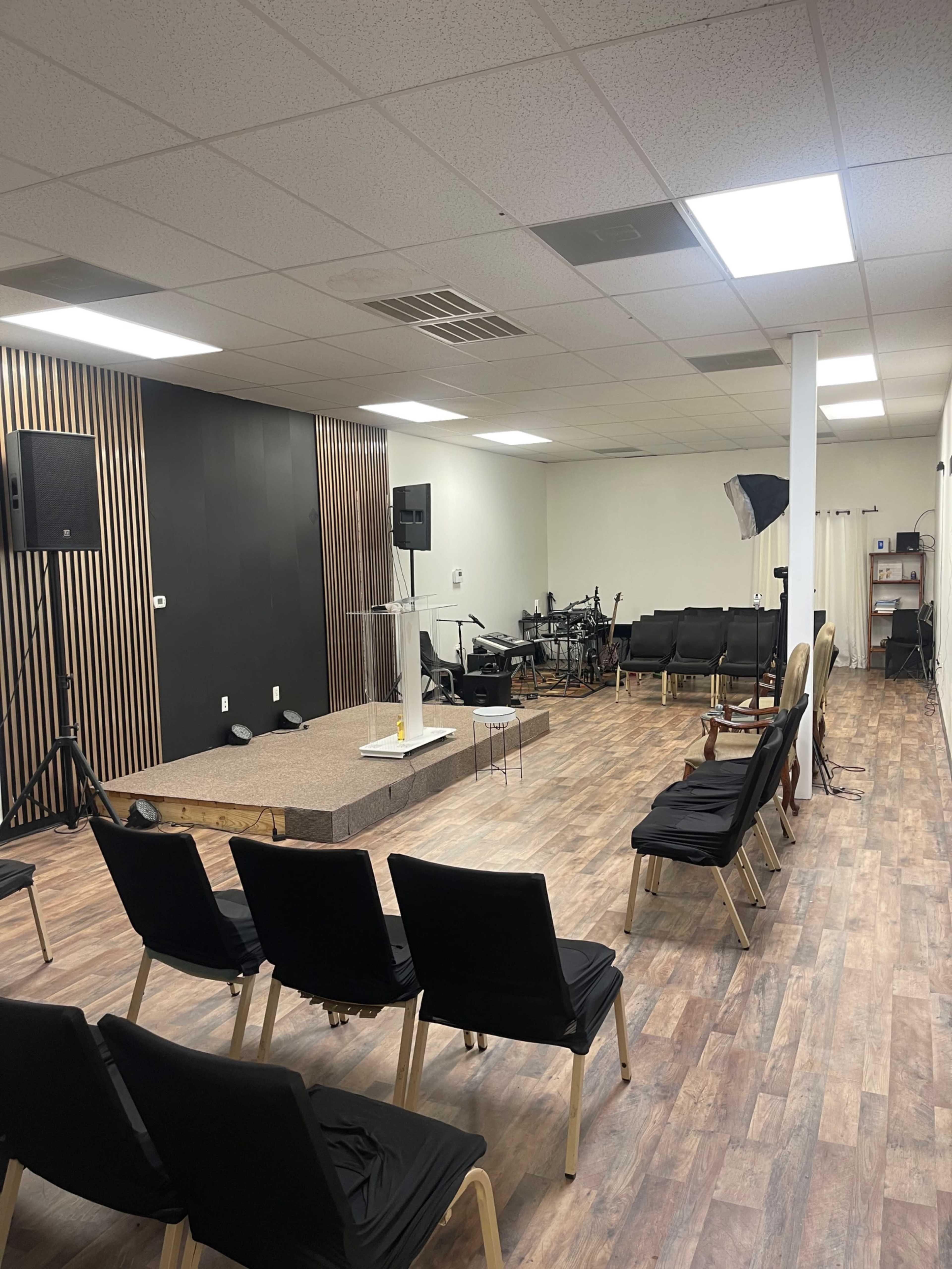 Modern, Versatile Church Venue with Stage, Sound System & Free Parking Image in Crossing At Stone Creek, Houston, TX