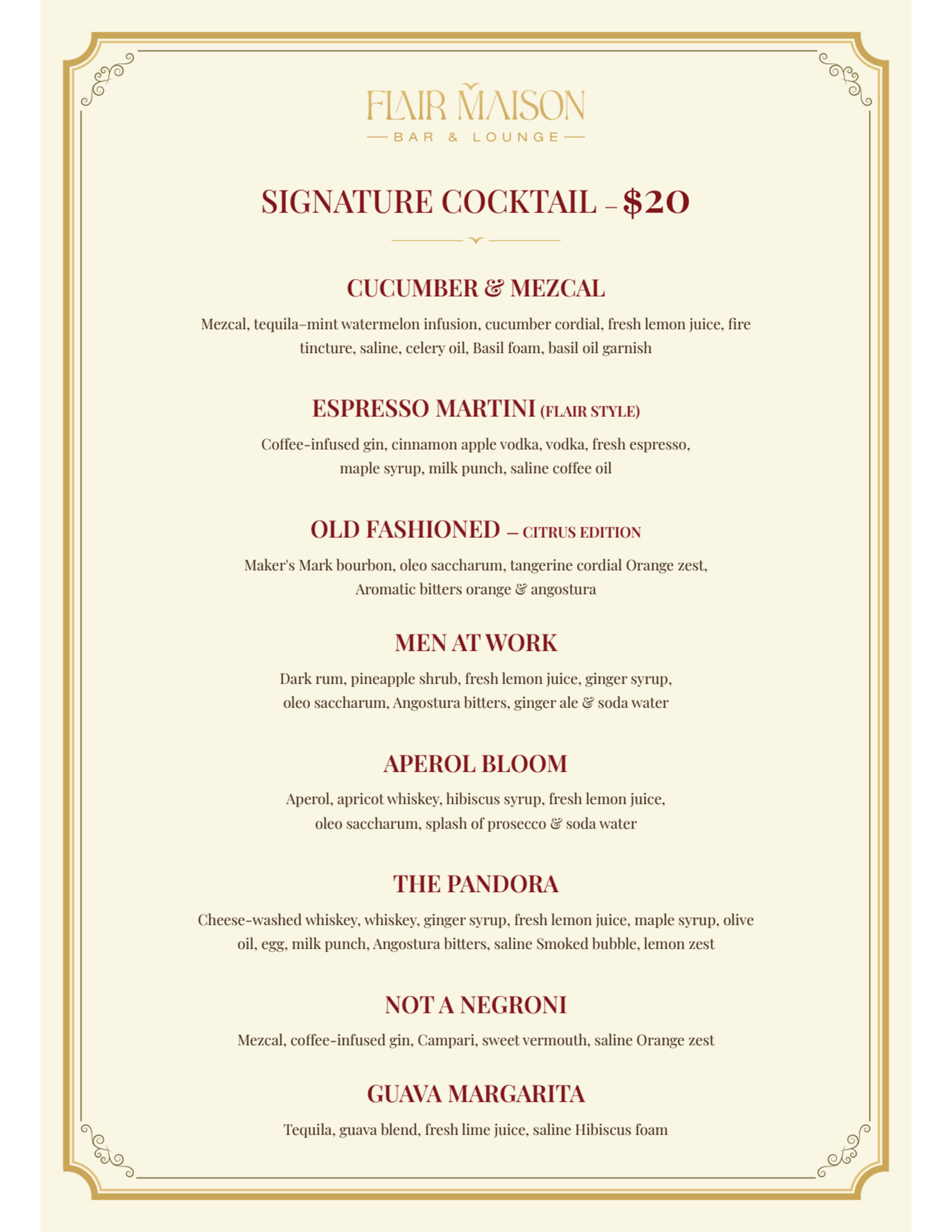 Menu offerings